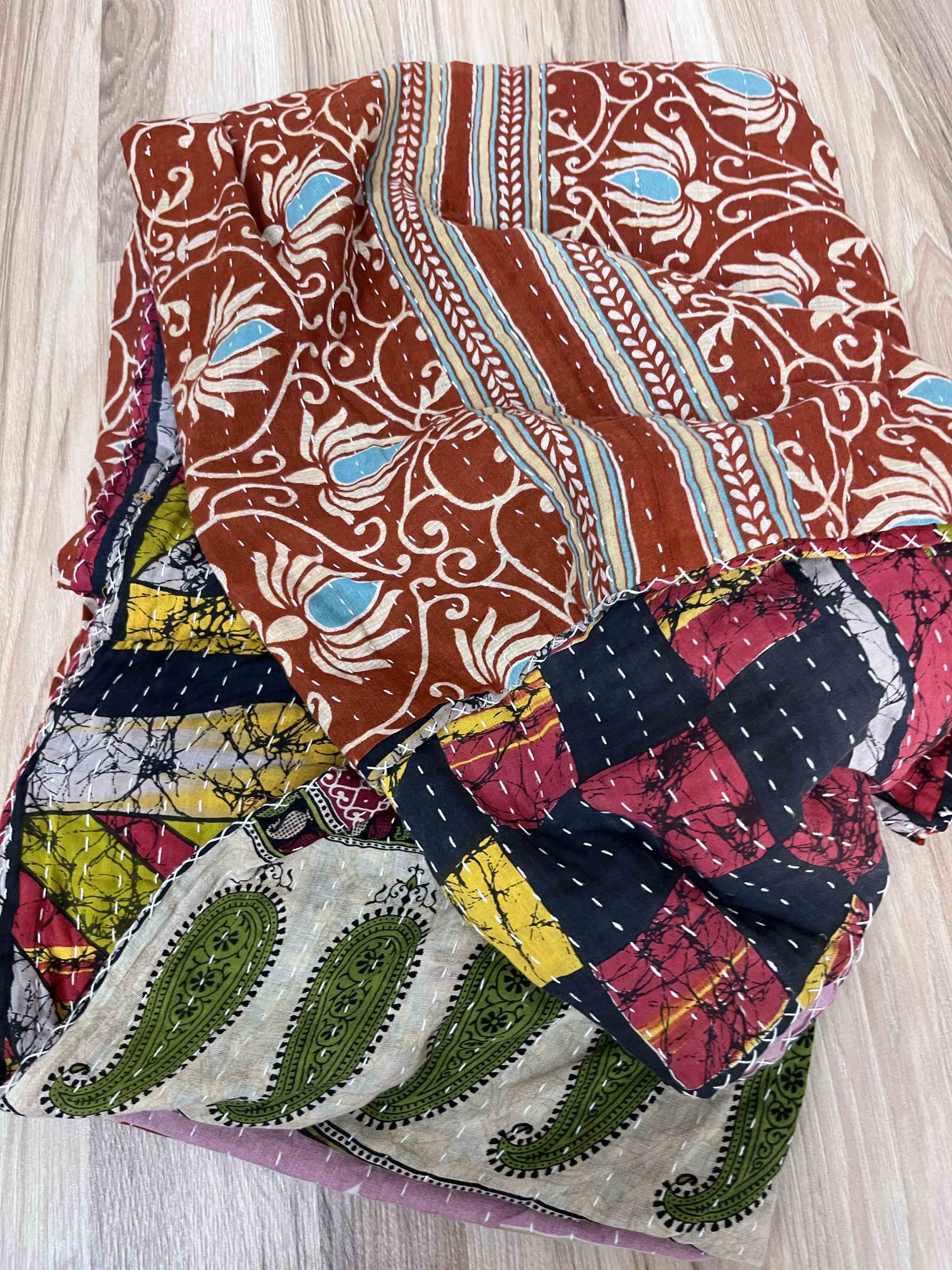 Twin Vintage Cotton Kantha Quilt