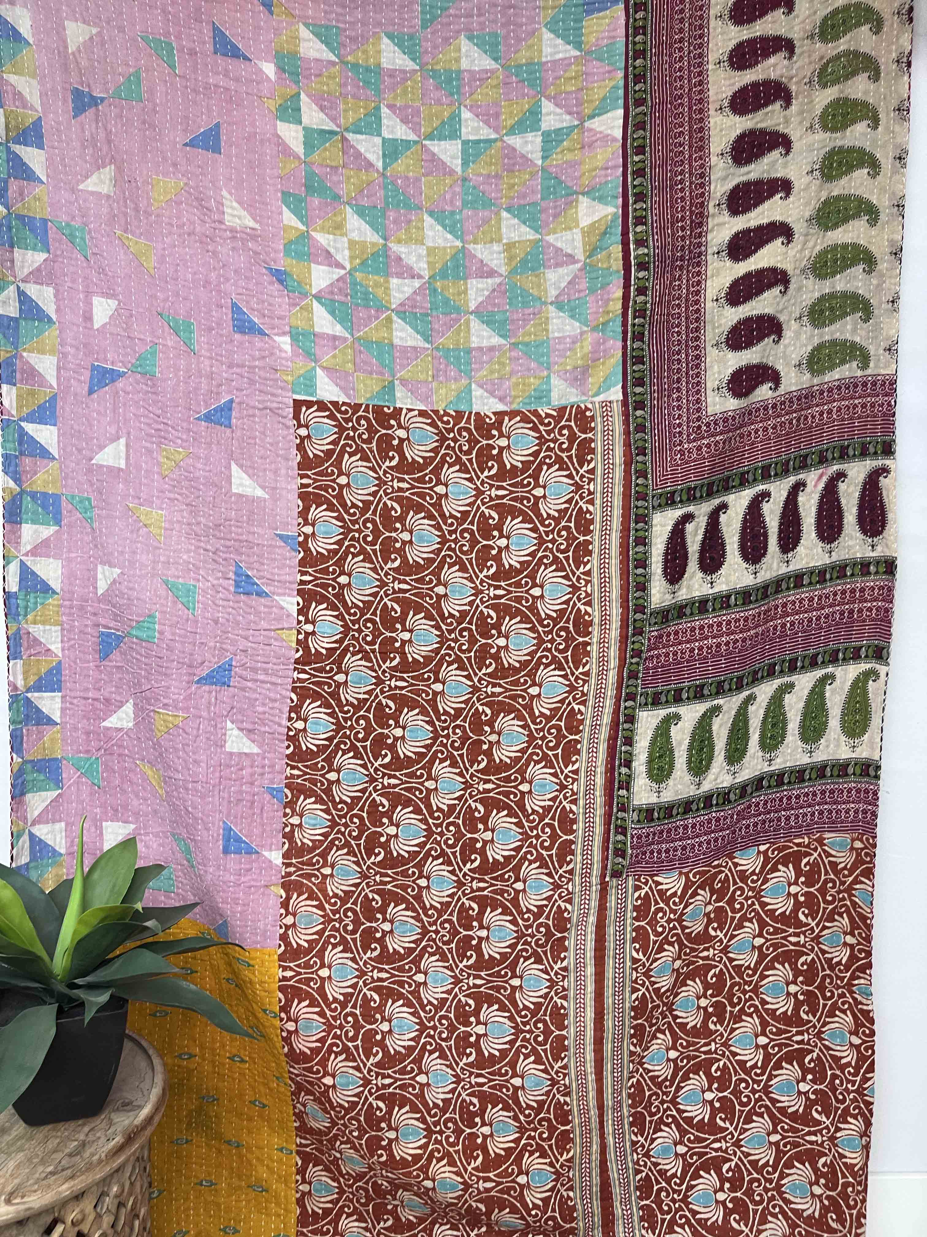 Twin Vintage Cotton Kantha Quilt