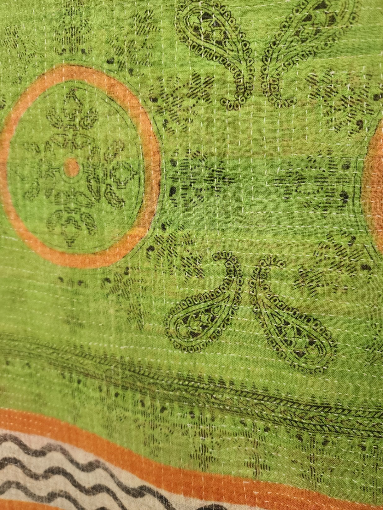 Vintage Village Kantha Quilt