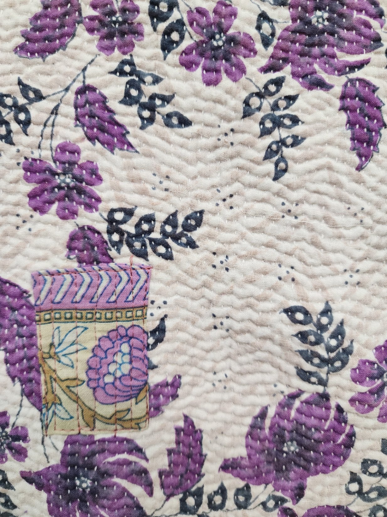 Vintage Village Kantha Quilt / Rug