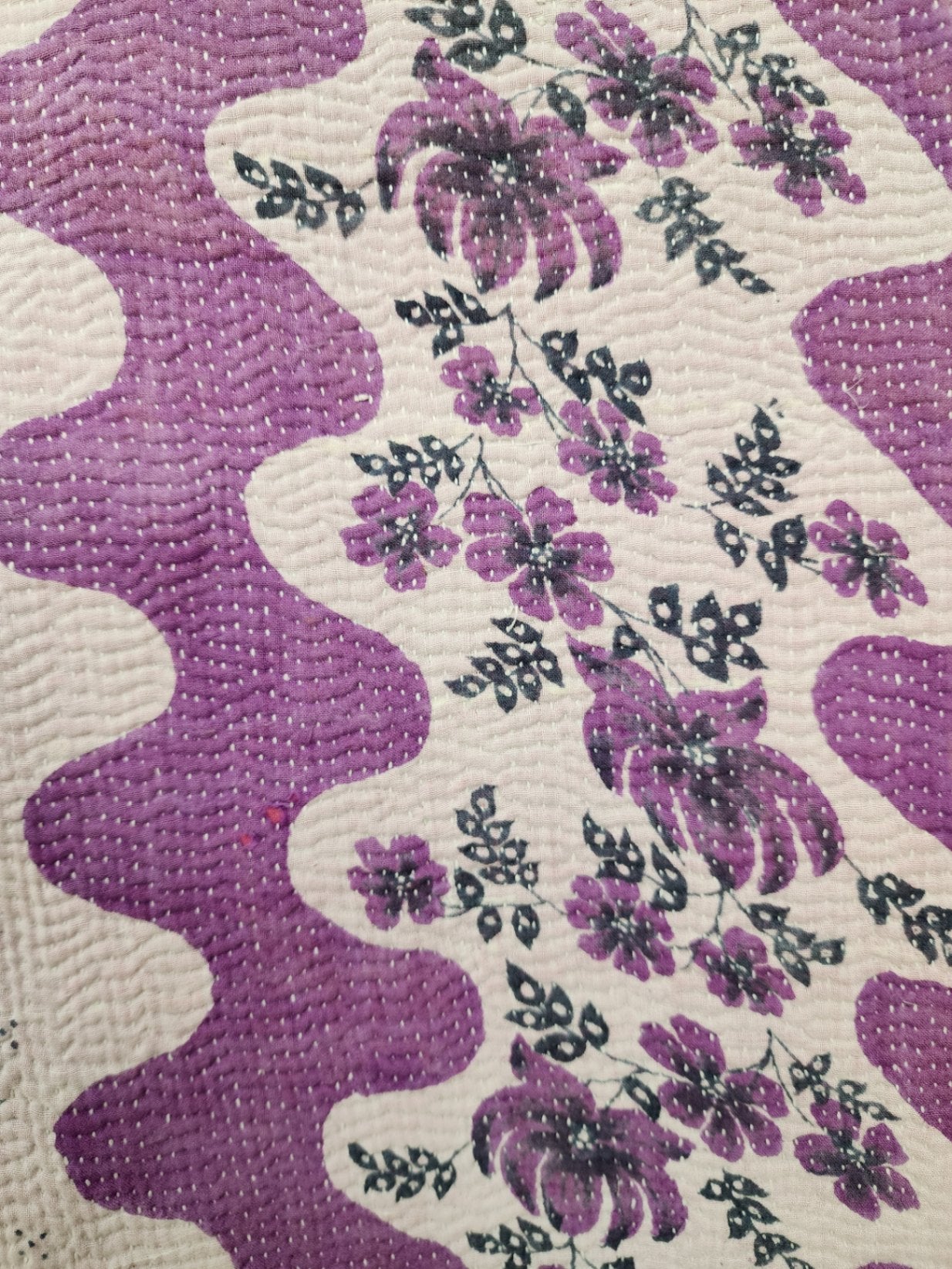 Vintage Village Kantha Quilt / Rug