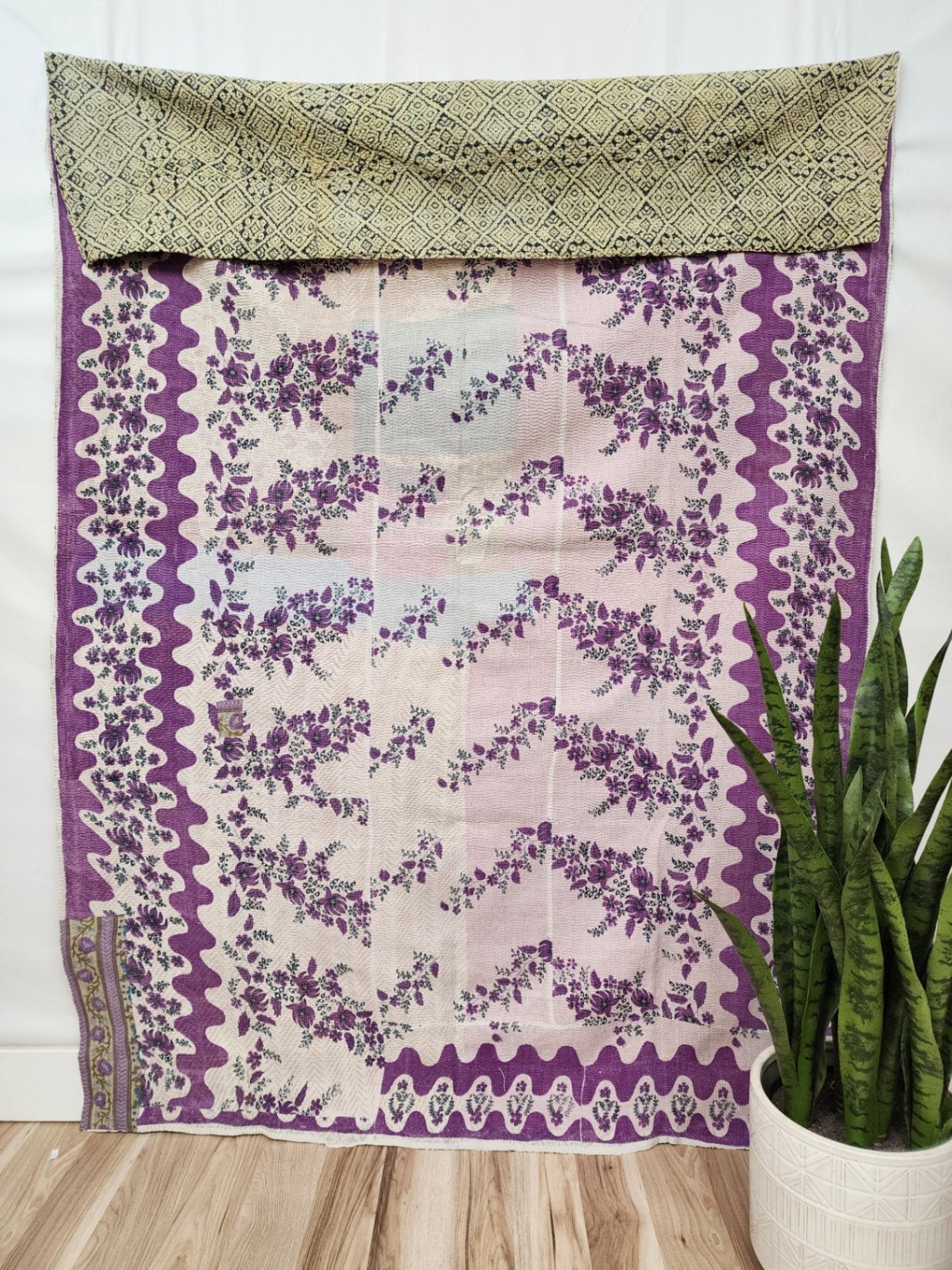 Vintage Village Kantha Quilt / Rug