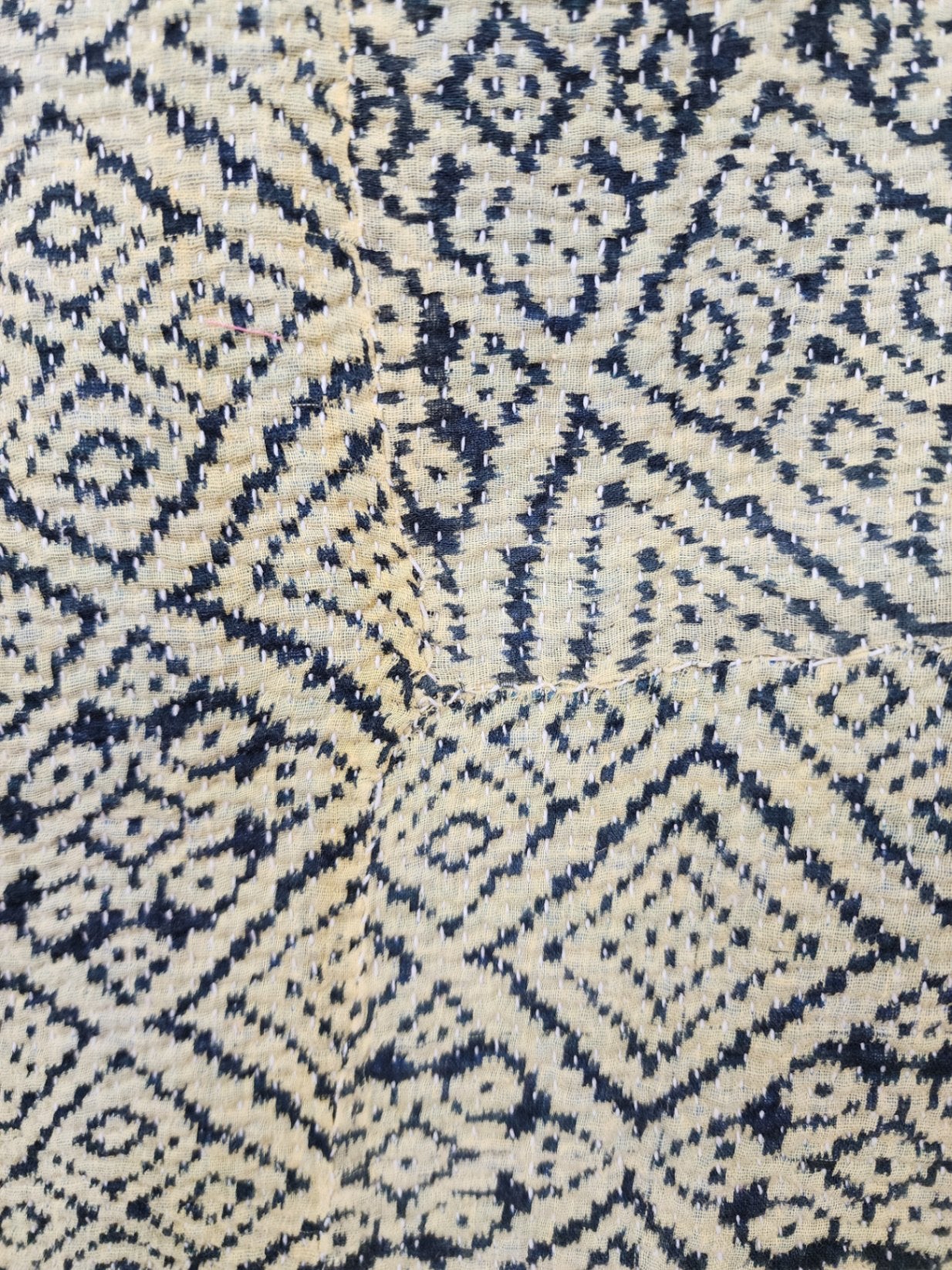 Vintage Village Kantha Quilt / Rug