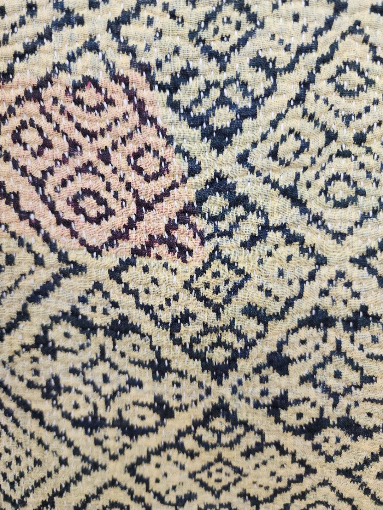 Vintage Village Kantha Quilt / Rug
