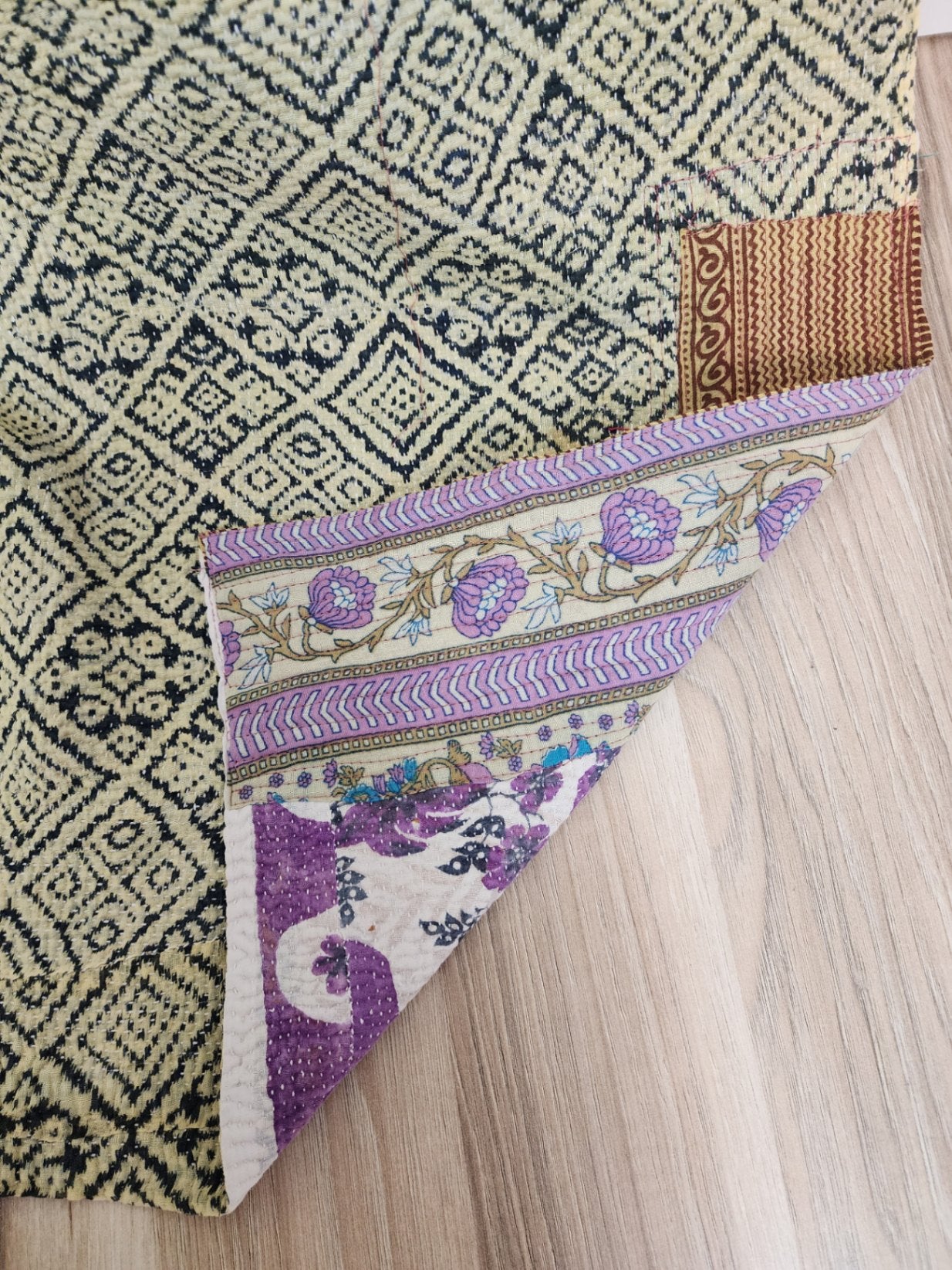 Vintage Village Kantha Quilt / Rug