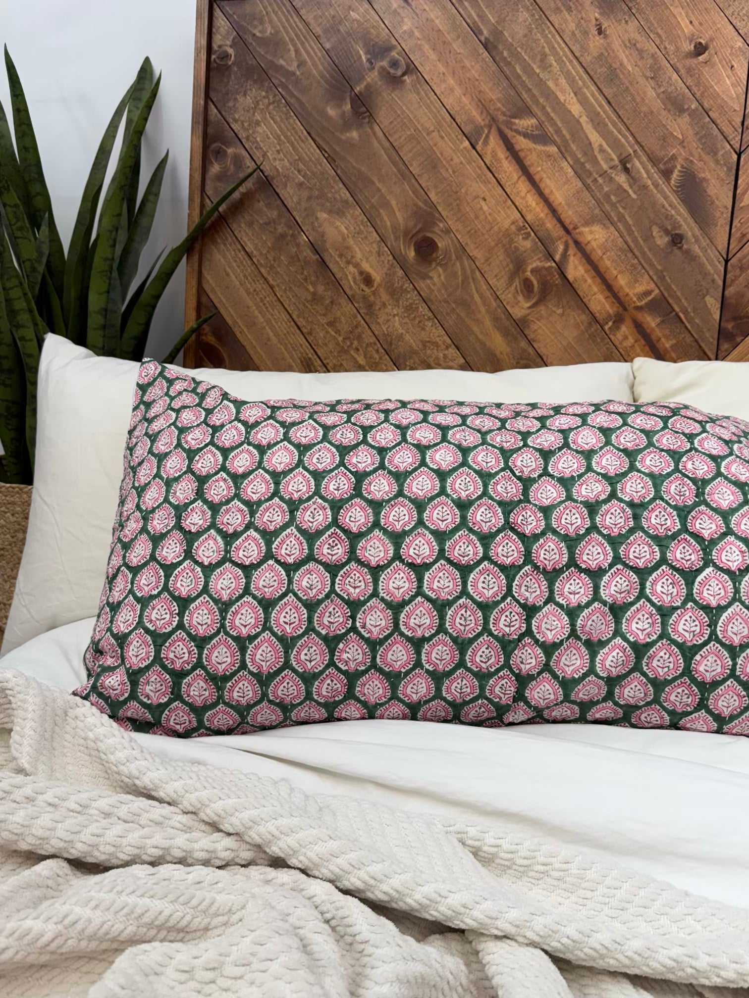 Whimsy Spades Block Print Cotton Kantha Sham