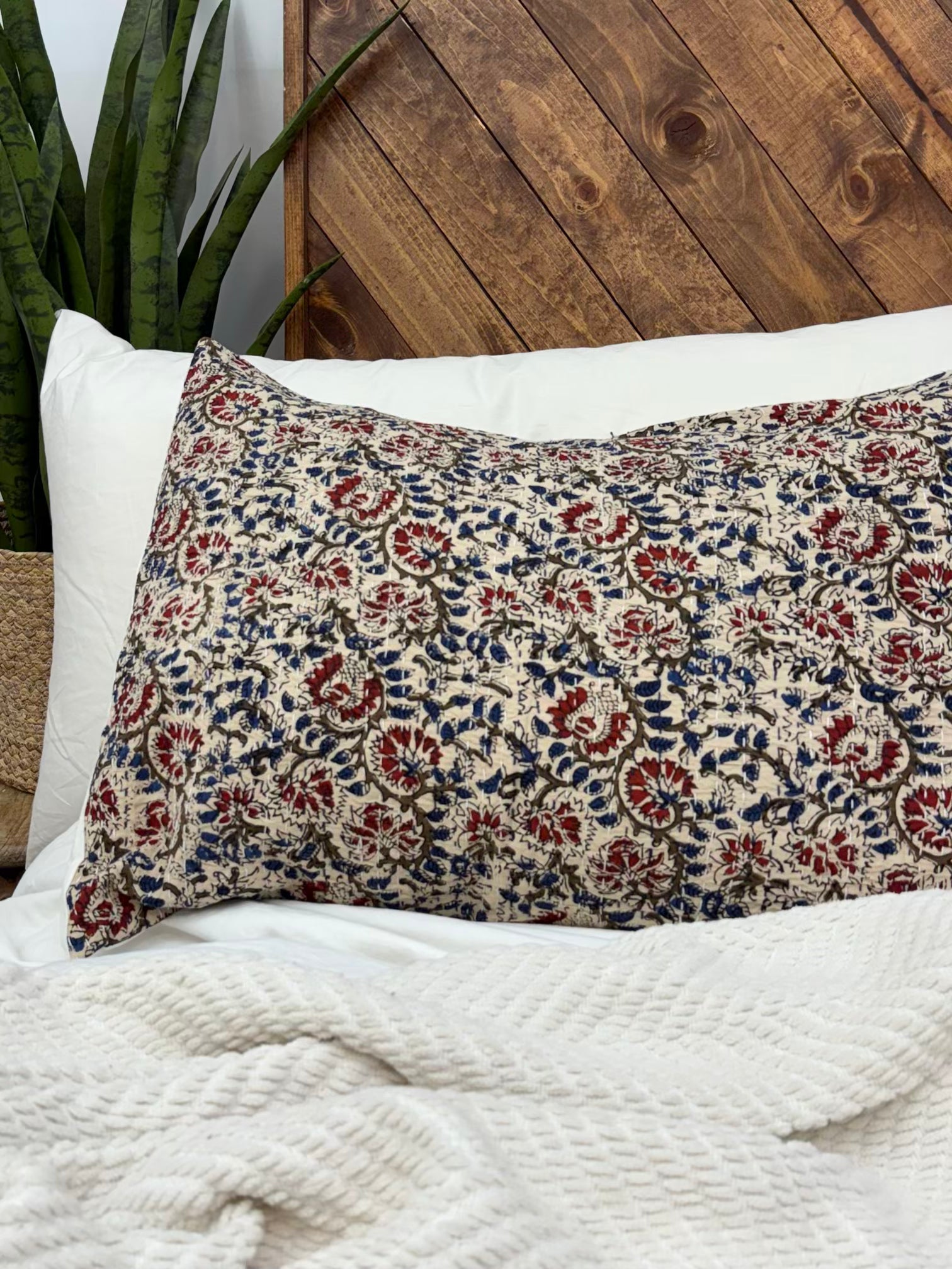Wild Meadow Block Print Cotton Kantha Sham
