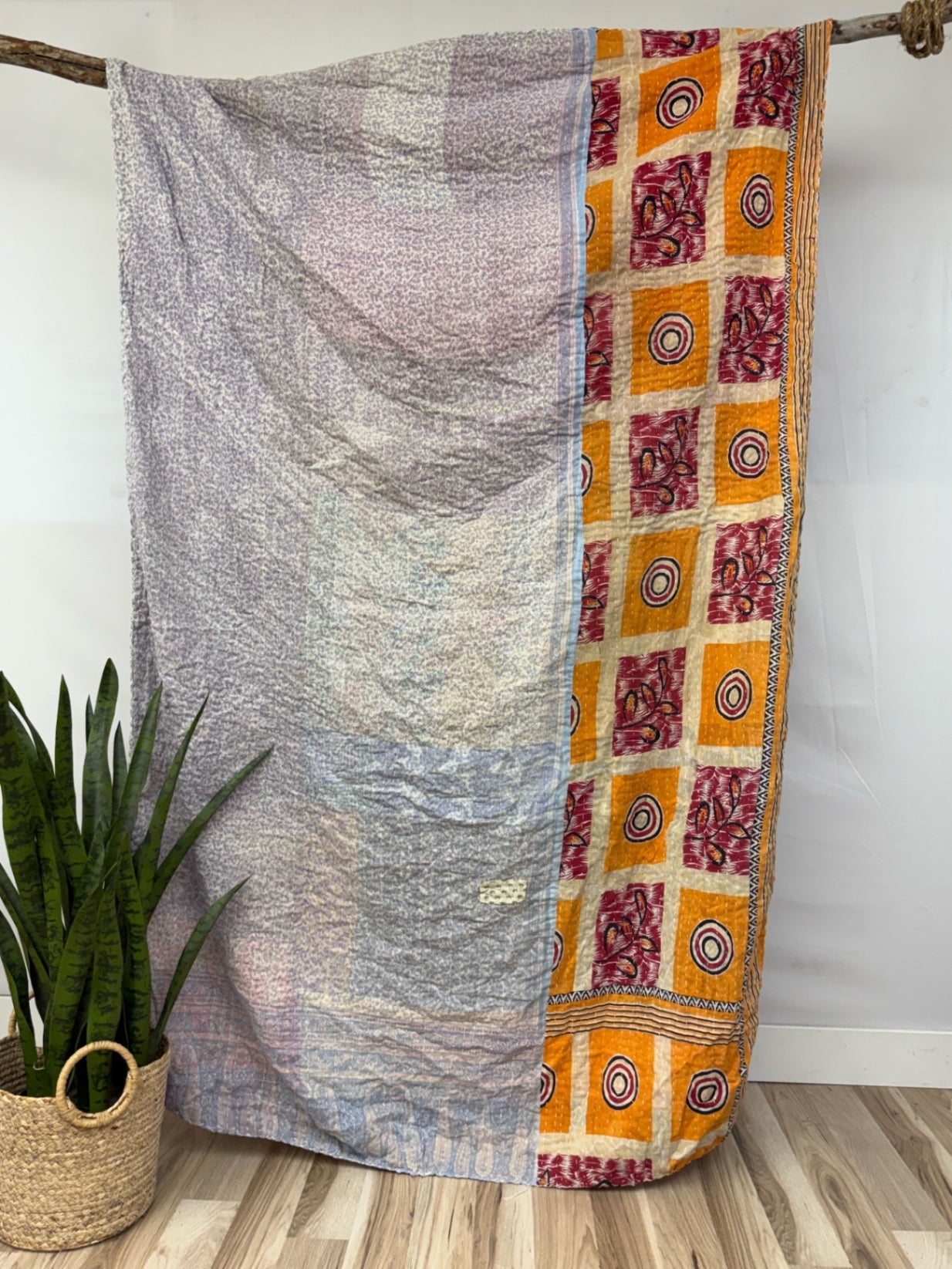 Vintage Cotton Kantha Quilt - Twin