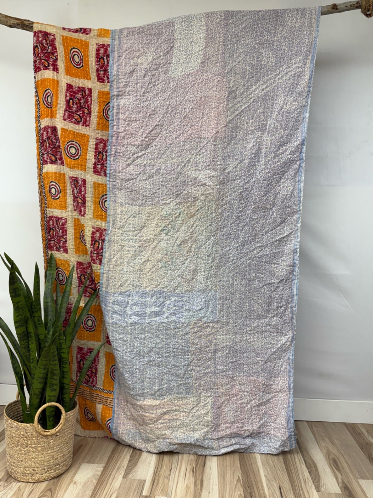 Vintage Cotton Kantha Quilt - Twin
