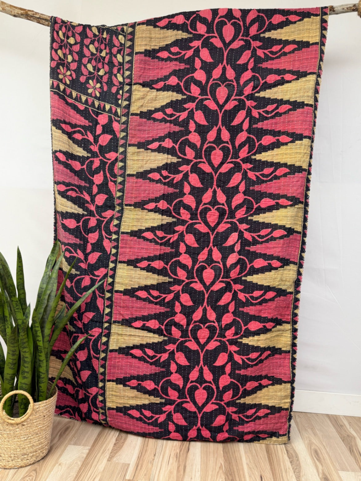 Vintage Cotton Kantha Quilt - Twin