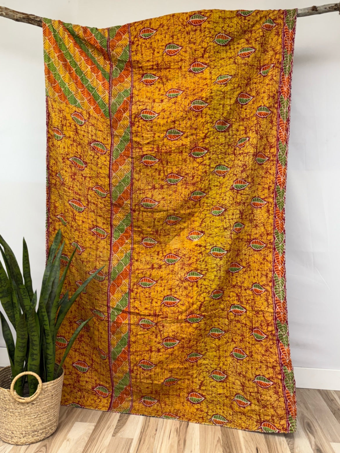 Vintage Cotton Kantha Quilt - Twin