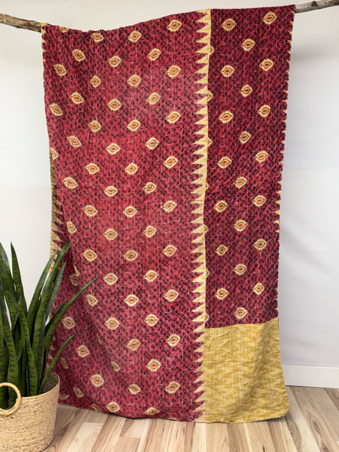 Vintage Cotton Kantha Quilt - Twin