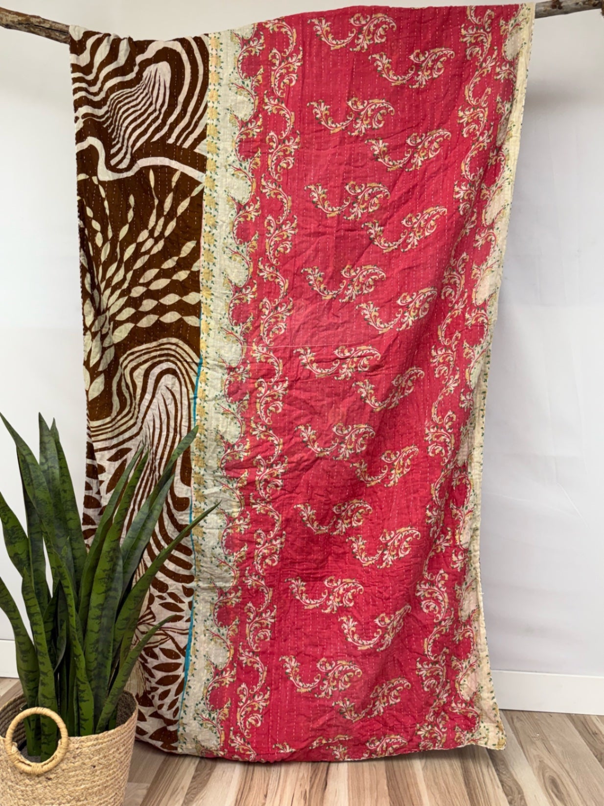 Vintage Cotton Kantha Quilt - Twin