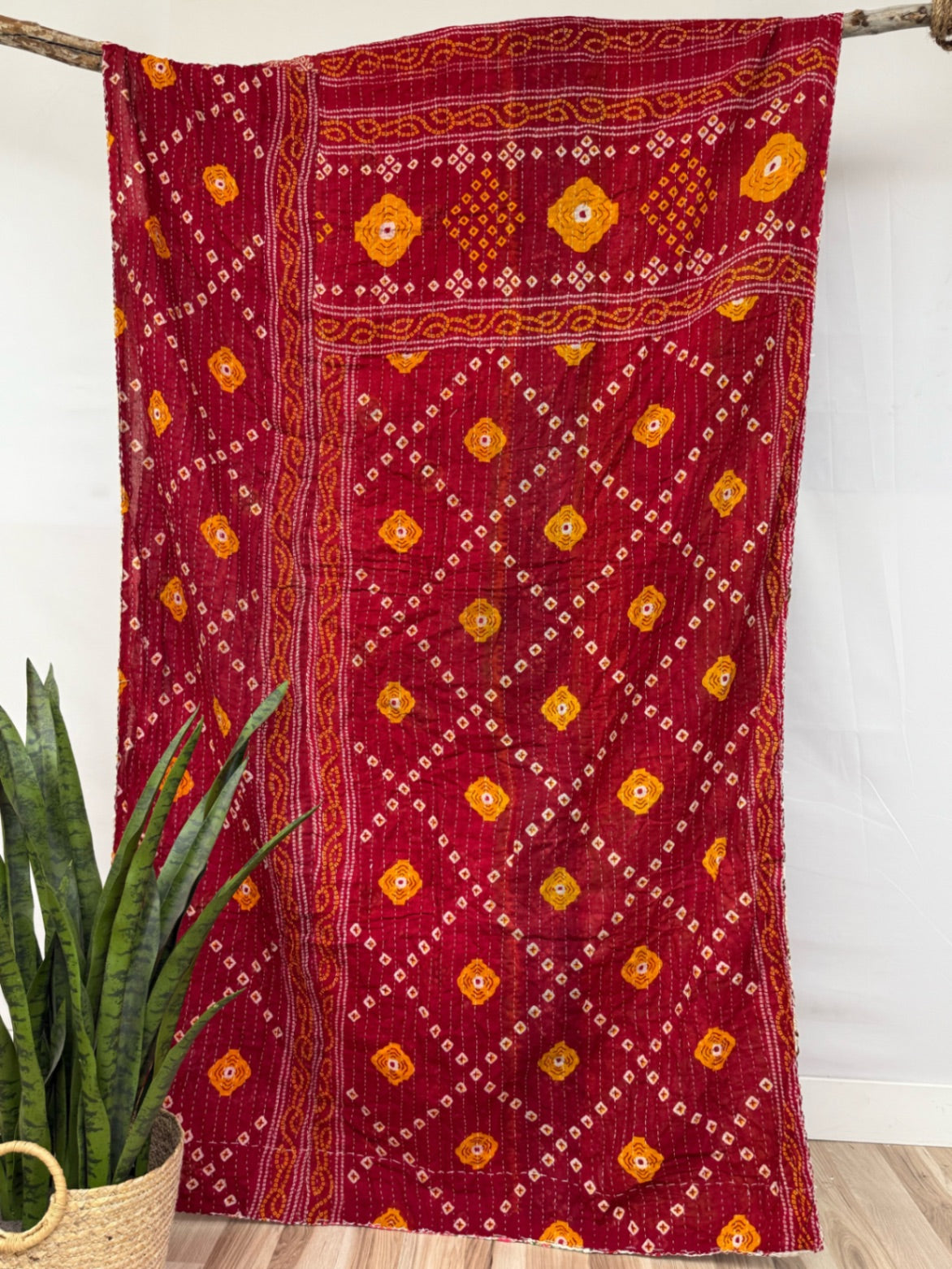 Vintage Cotton Kantha Quilt - Twin