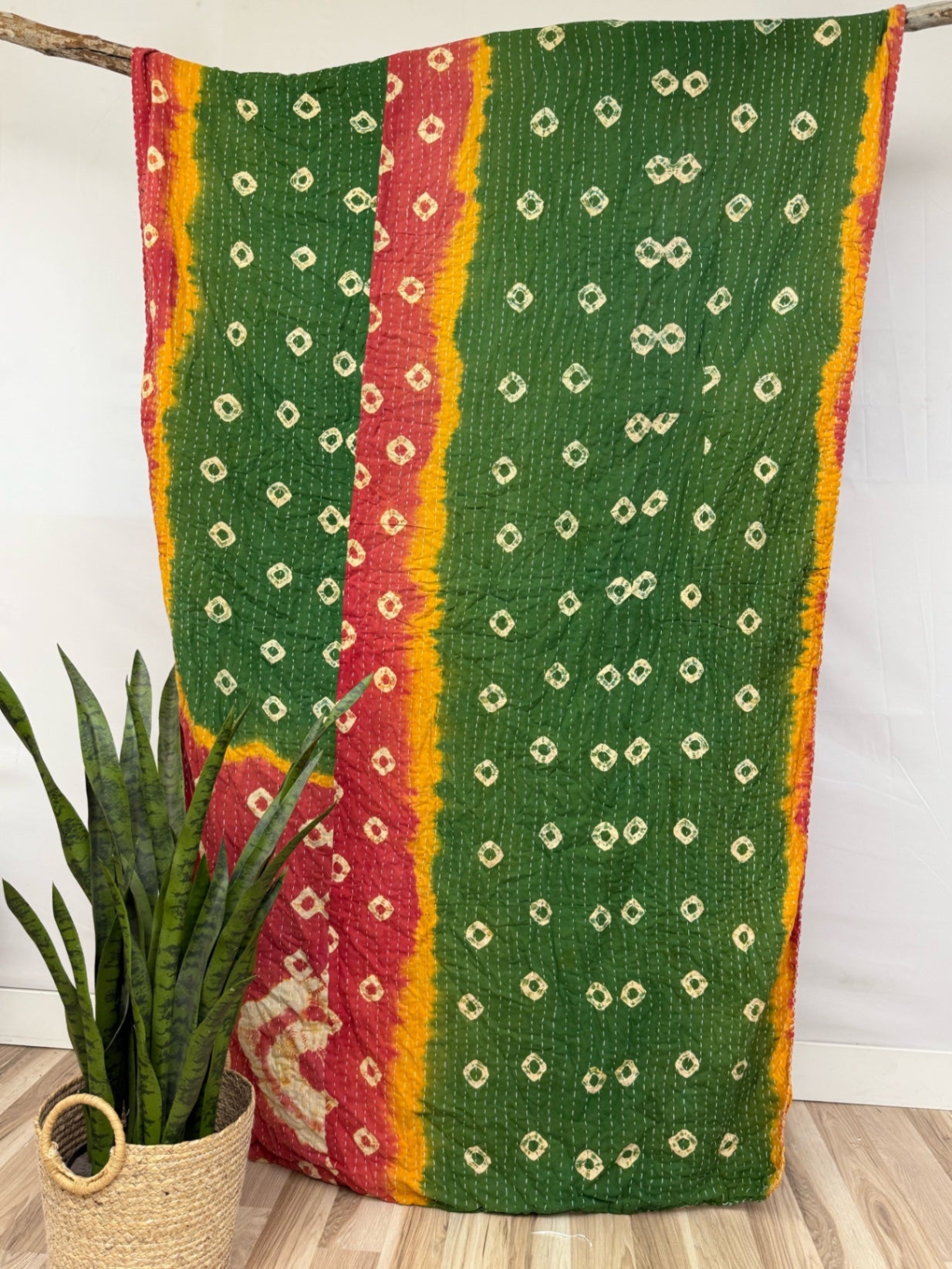 Vintage Cotton Kantha Quilt - Twin