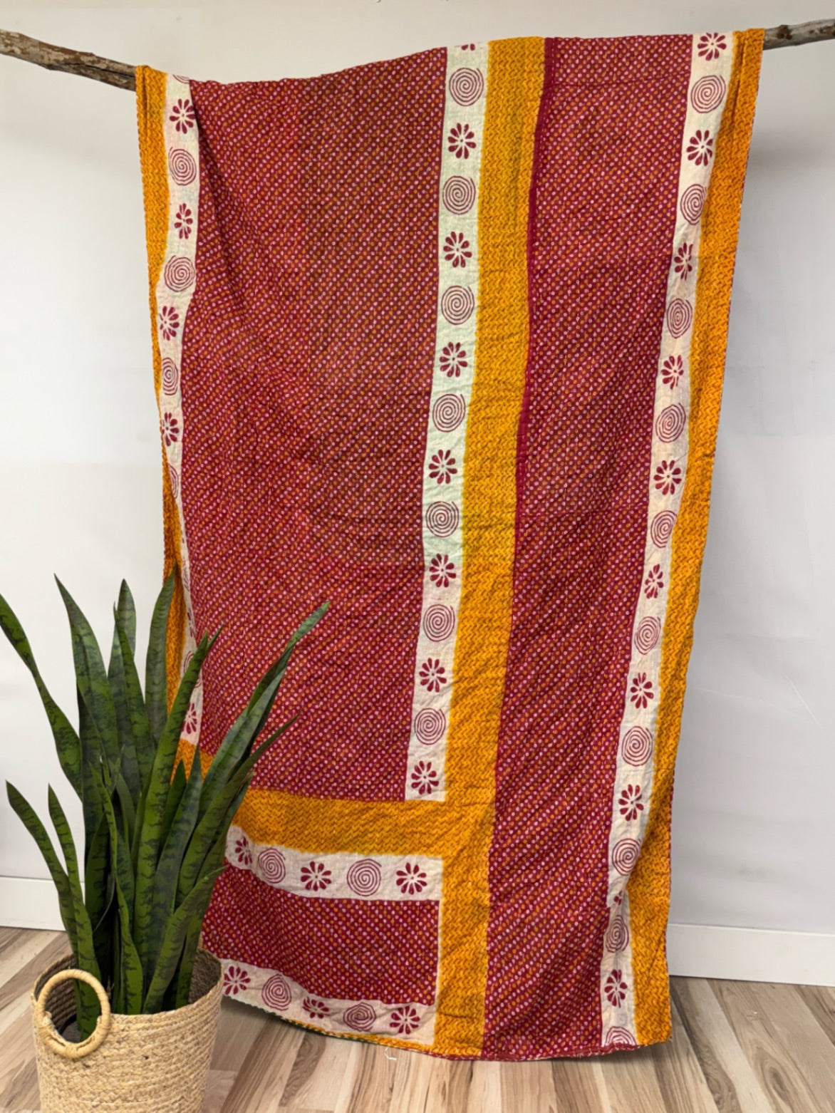 Vintage Cotton Kantha Quilt - Twin