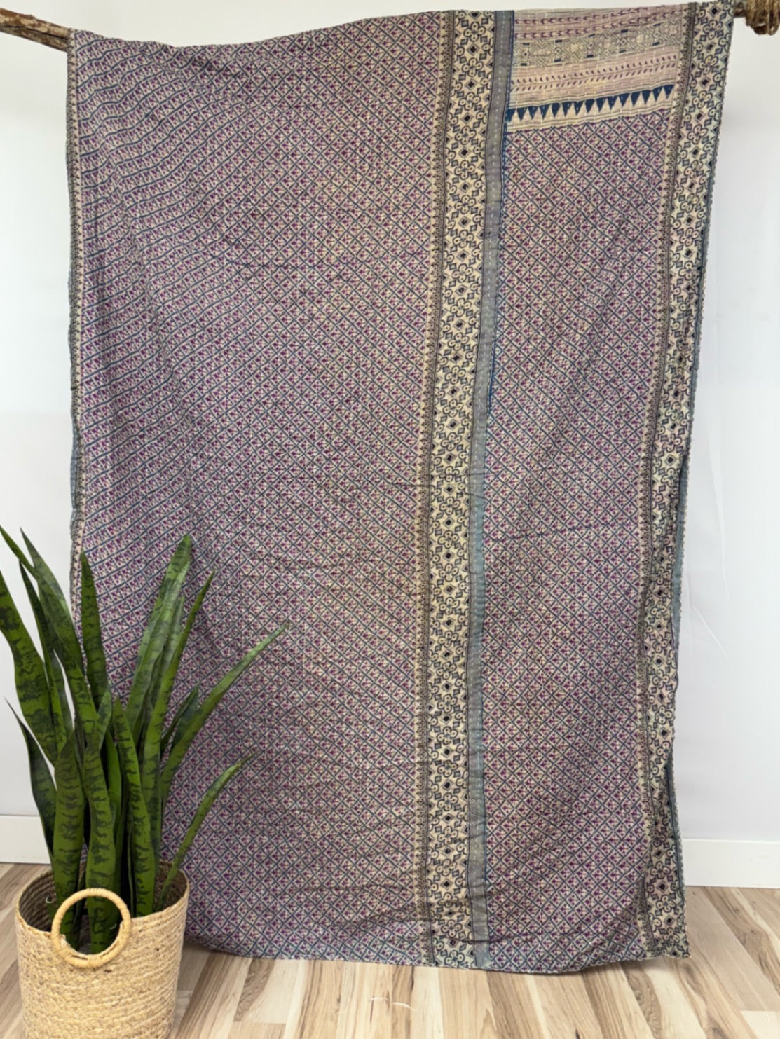 Vintage Cotton Kantha Quilt - Twin