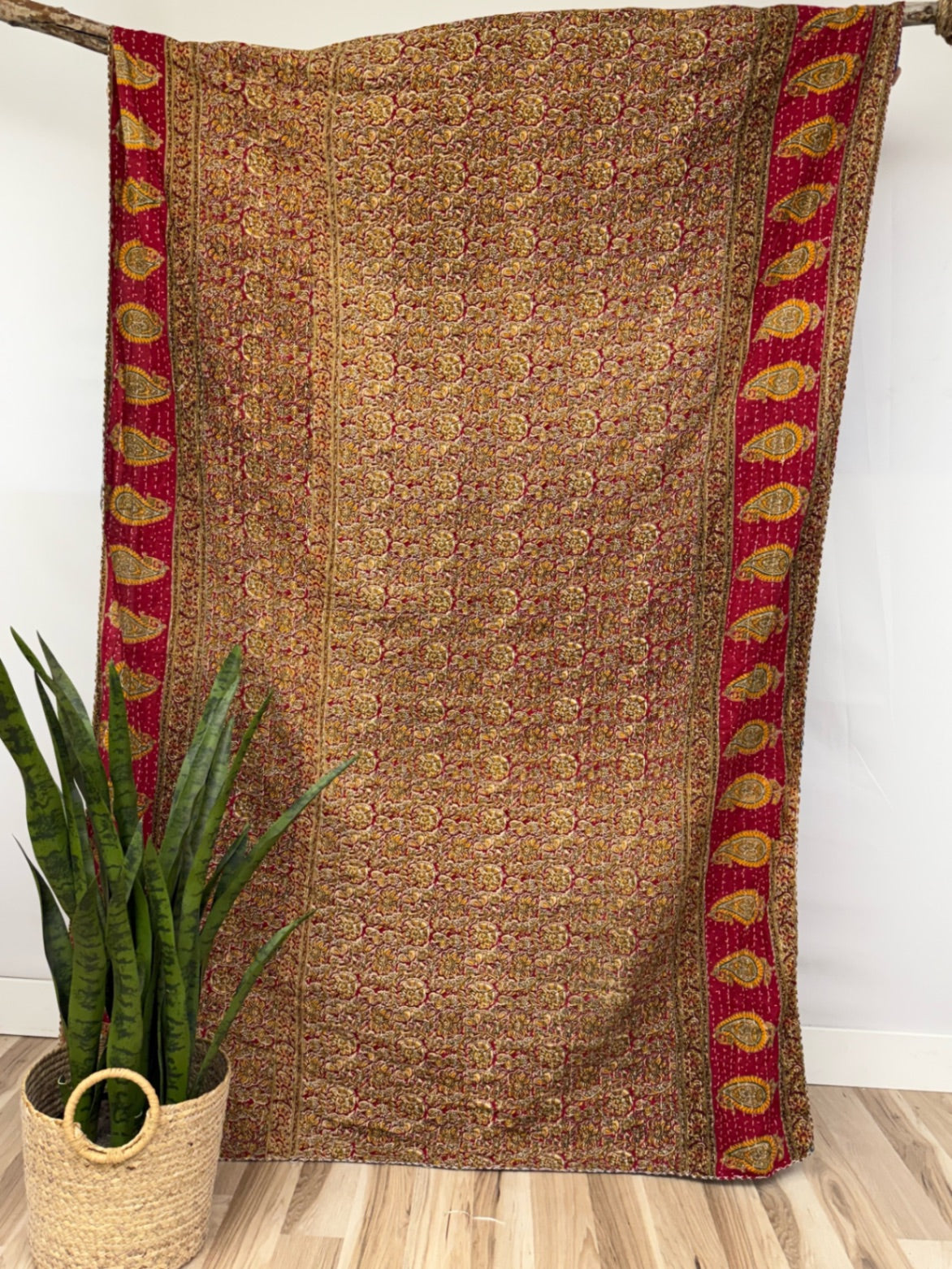 Vintage Cotton Kantha Quilt - Twin