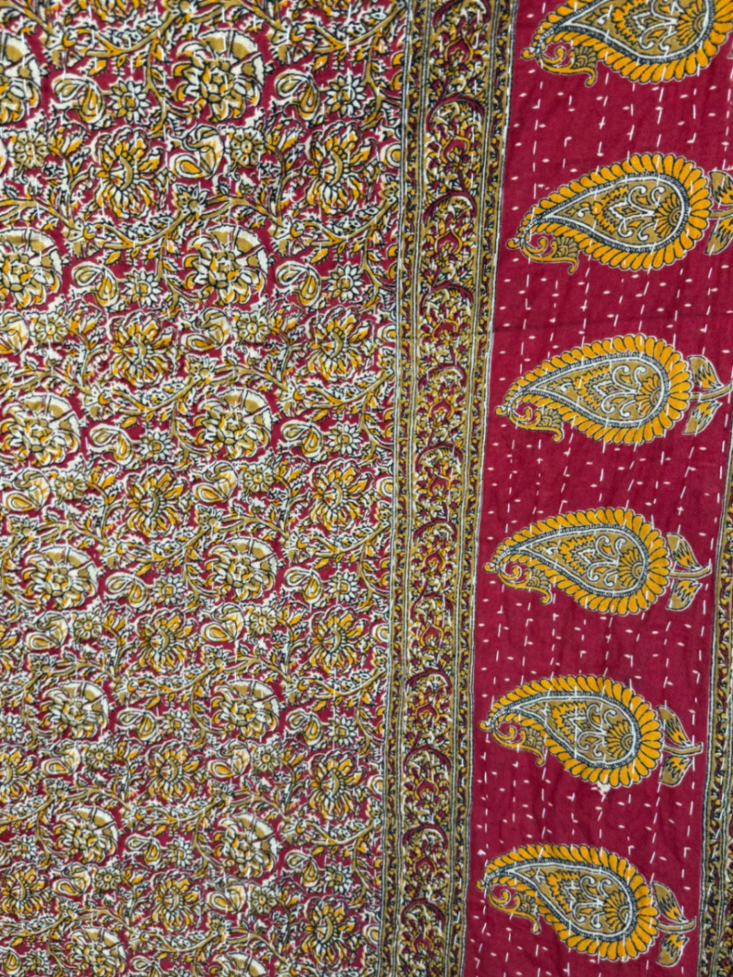 Vintage Cotton Kantha Quilt - Twin