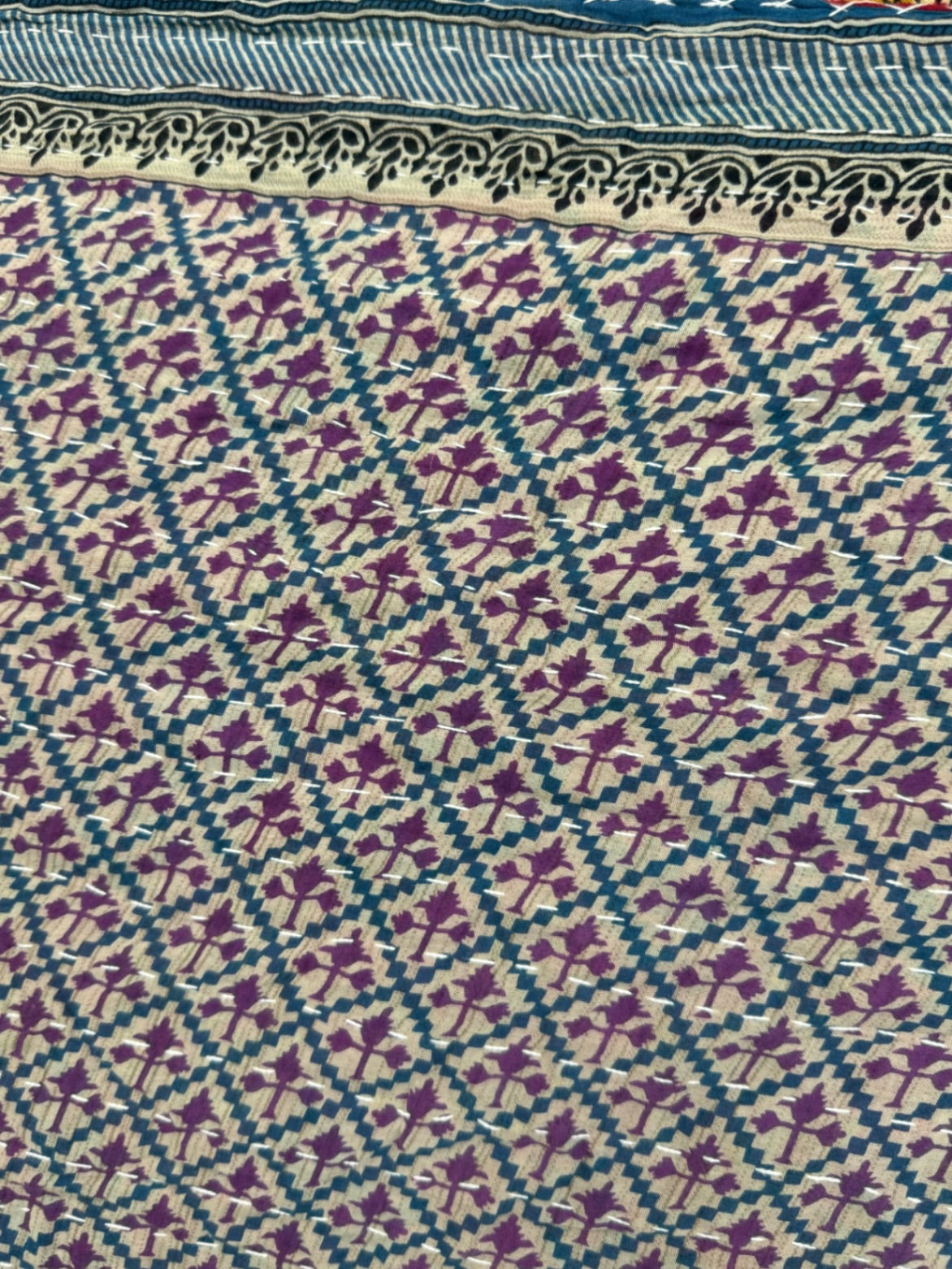 Vintage Cotton Kantha Quilt - Twin