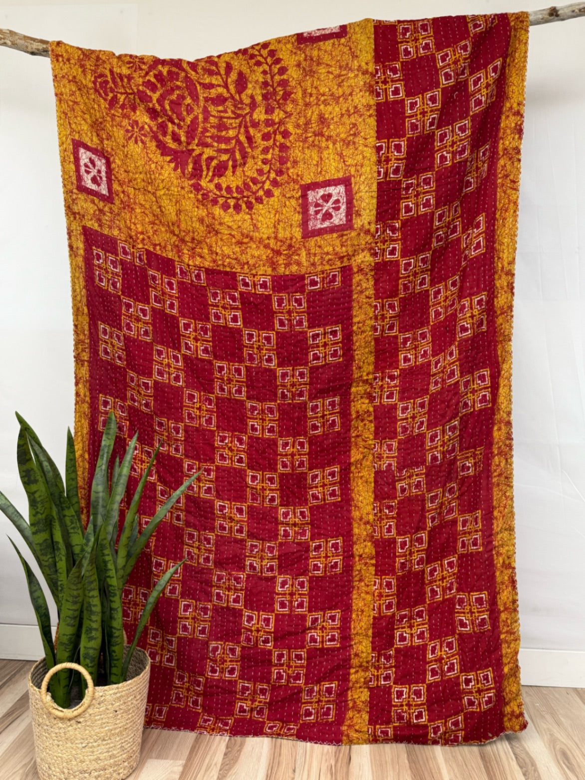 Vintage Cotton Kantha Quilt - Twin