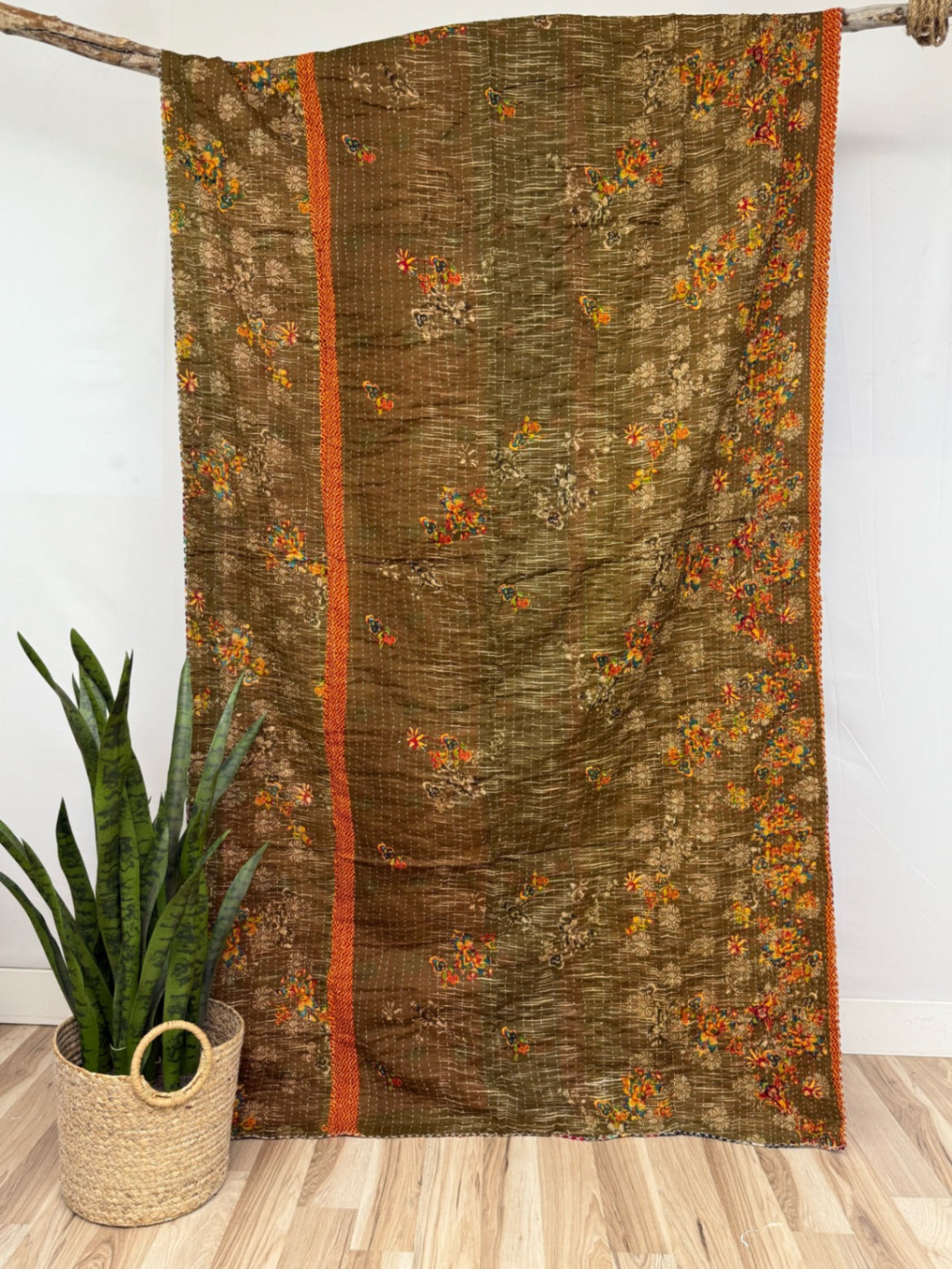 Vintage Cotton Kantha Quilt - Twin