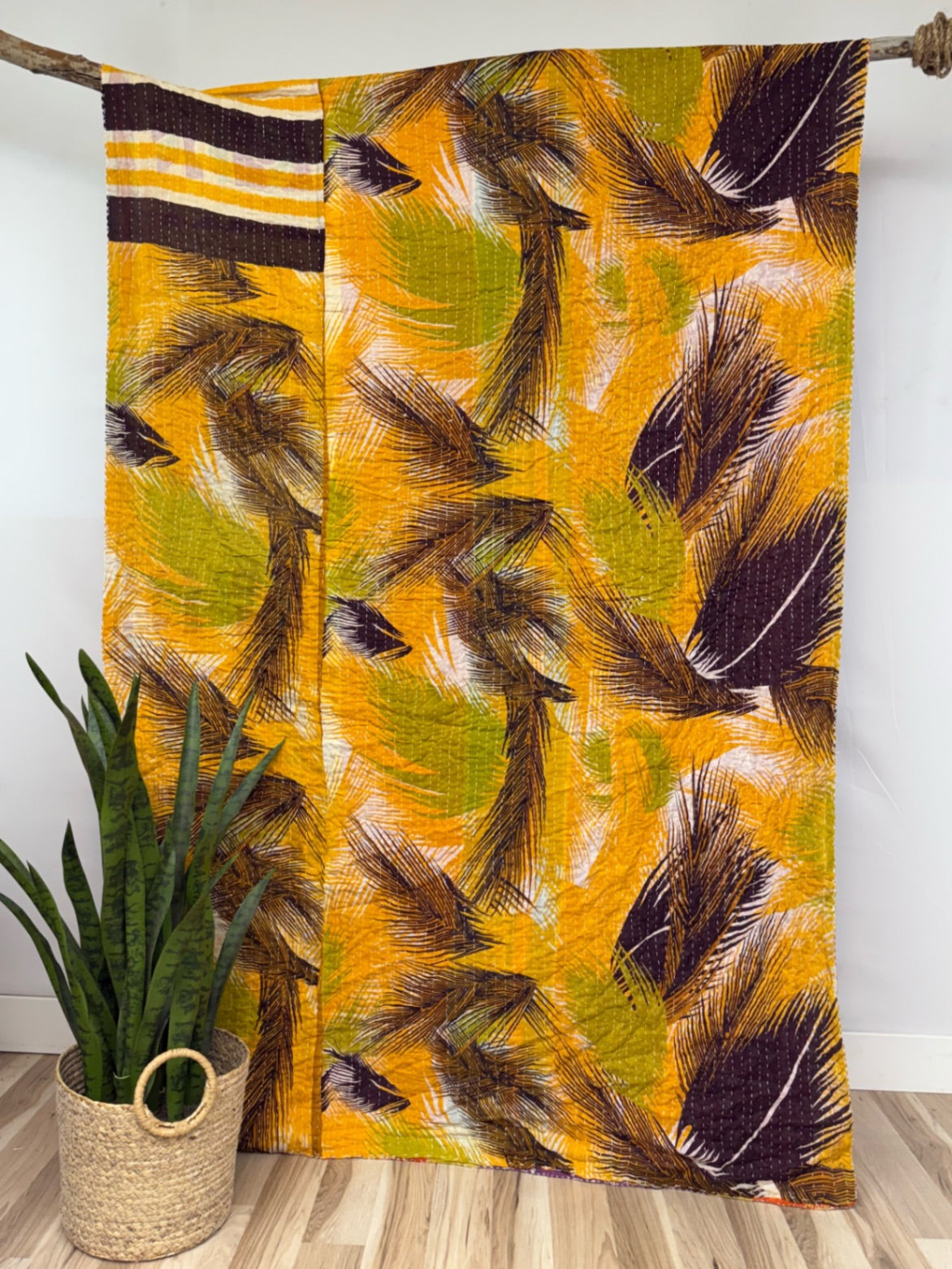 Vintage Cotton Kantha Quilt - Twin