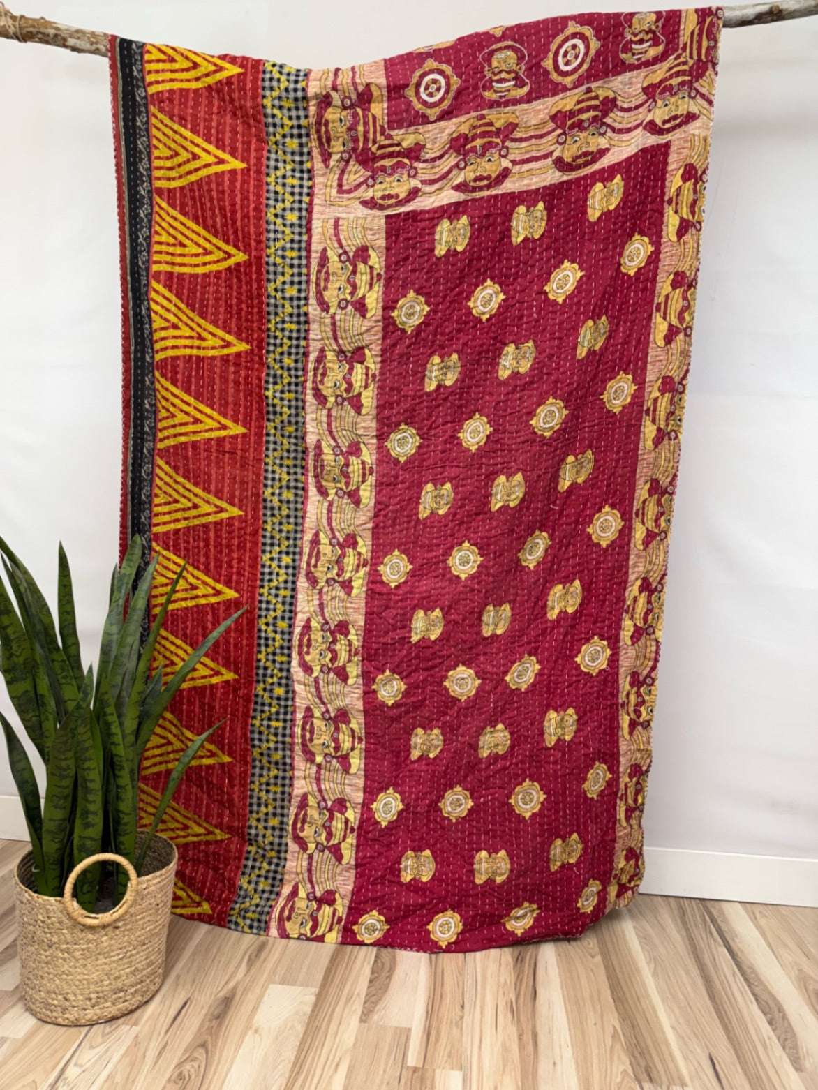 Vintage Cotton Kantha Quilt - Twin