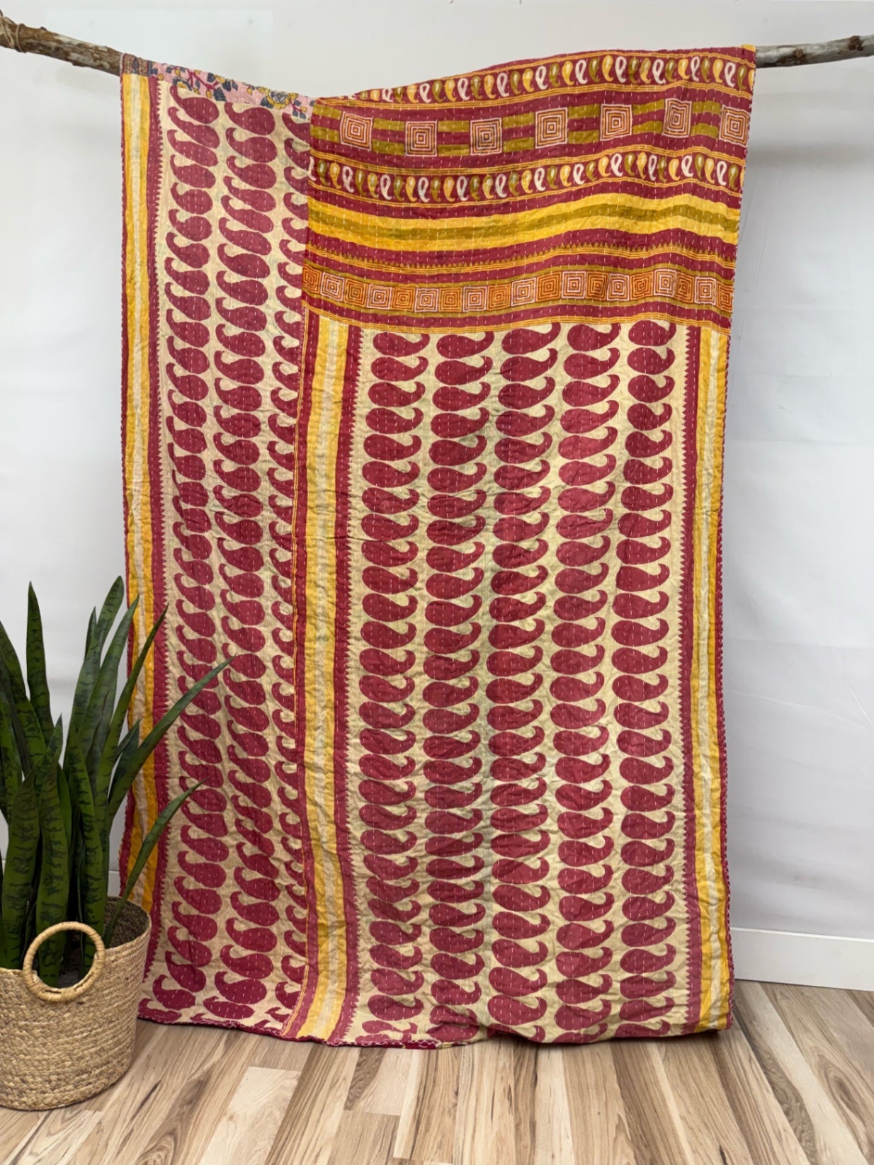 Vintage Cotton Kantha Quilt - Twin