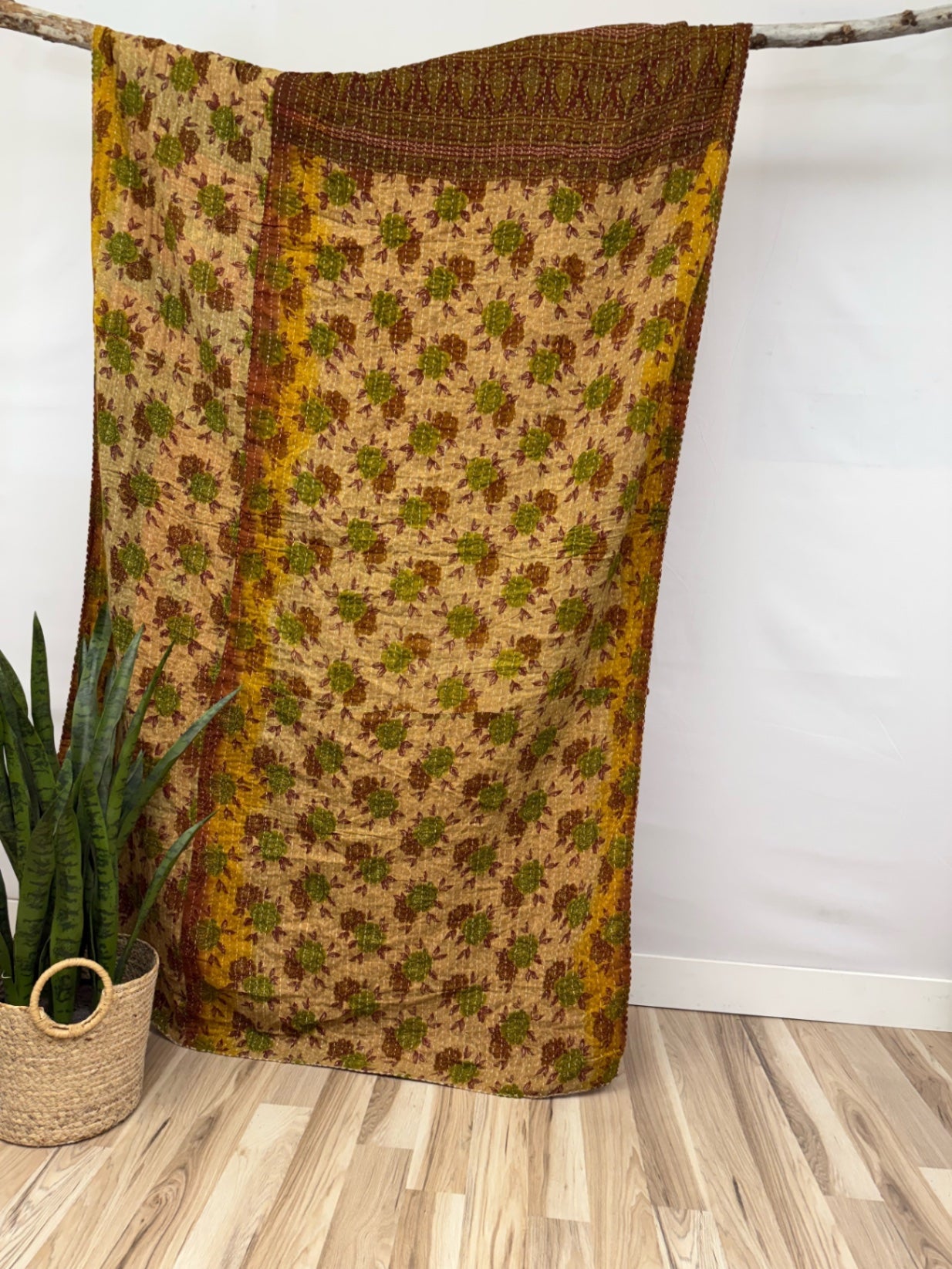Vintage Cotton Kantha Quilt - Twin
