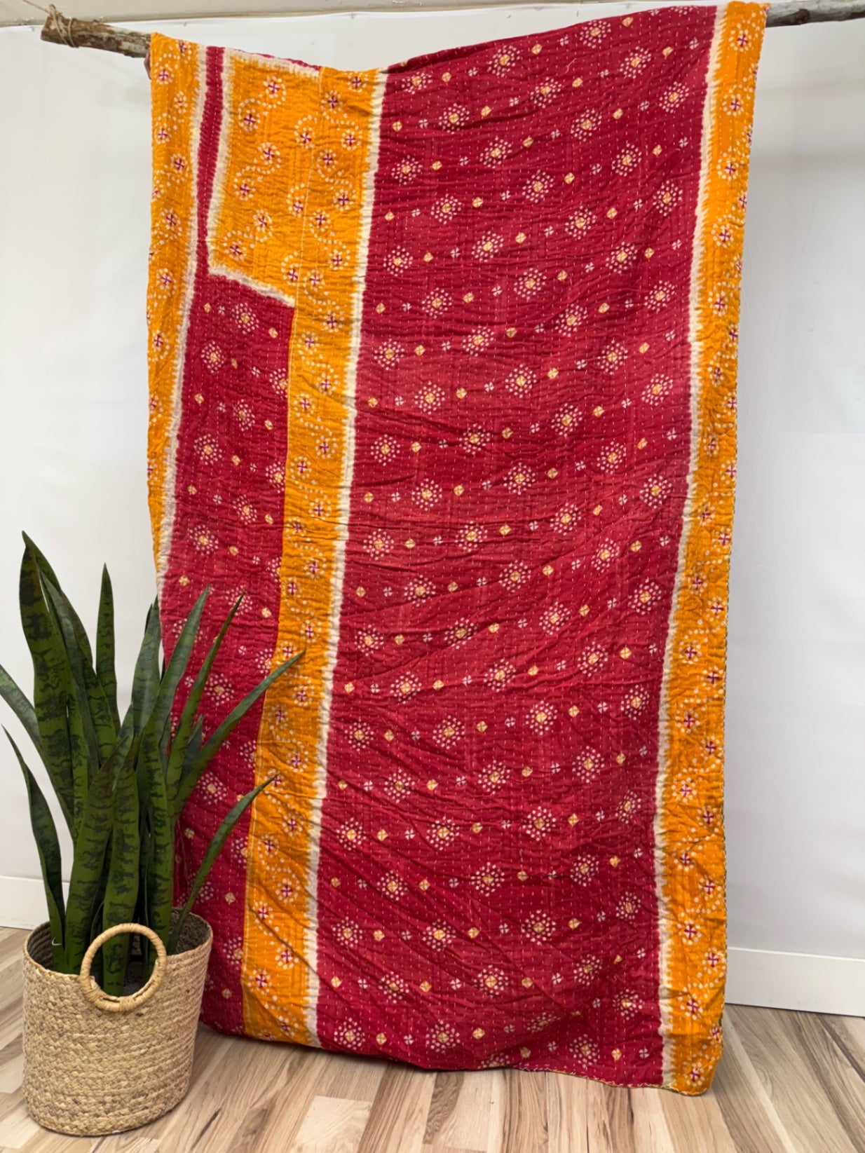 Vintage Cotton Kantha Quilt - Twin