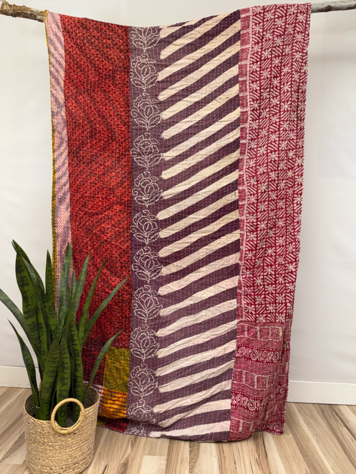 Vintage Cotton Kantha Quilt - Twin