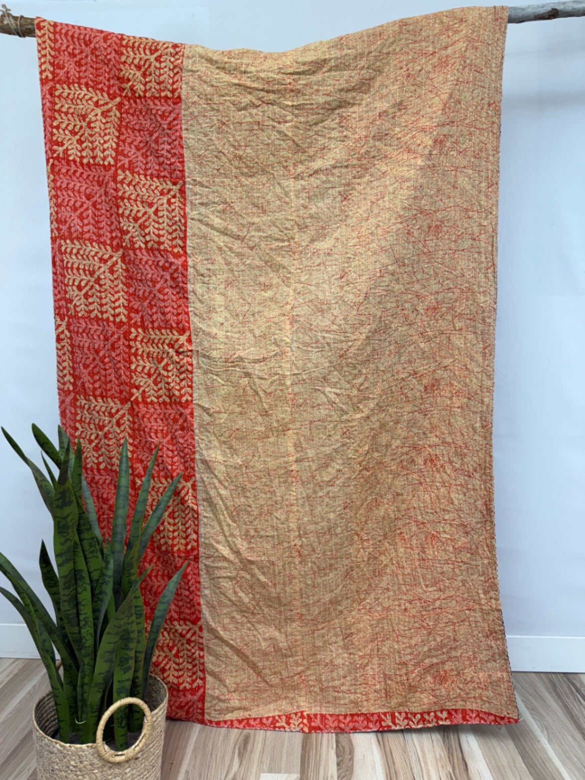 Vintage Cotton Kantha Quilt - Twin