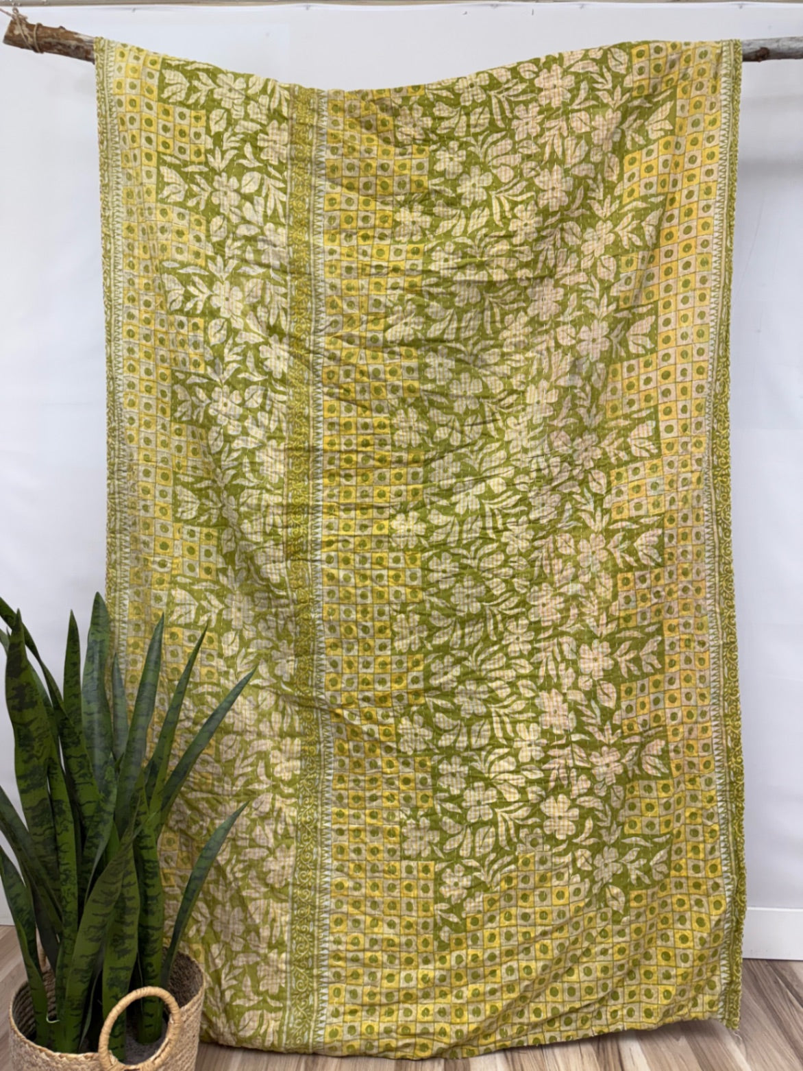 Vintage Cotton Kantha Quilt - Twin