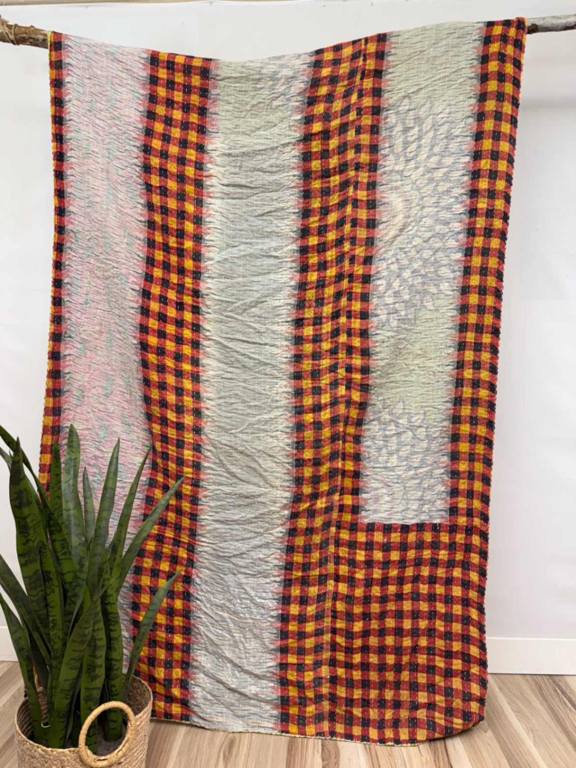 Vintage Cotton Kantha Quilt - Twin