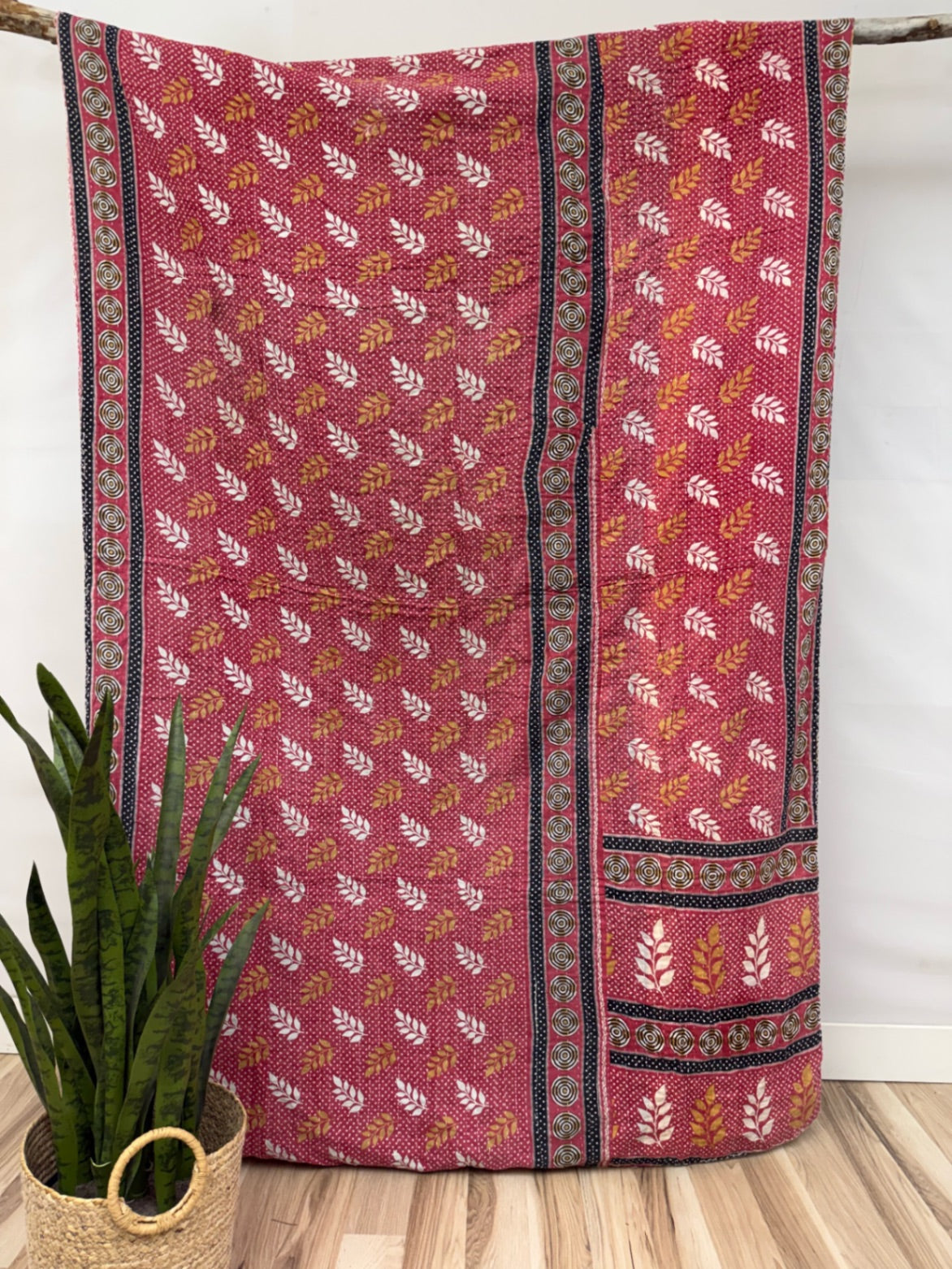 Vintage Cotton Kantha Quilt - Twin