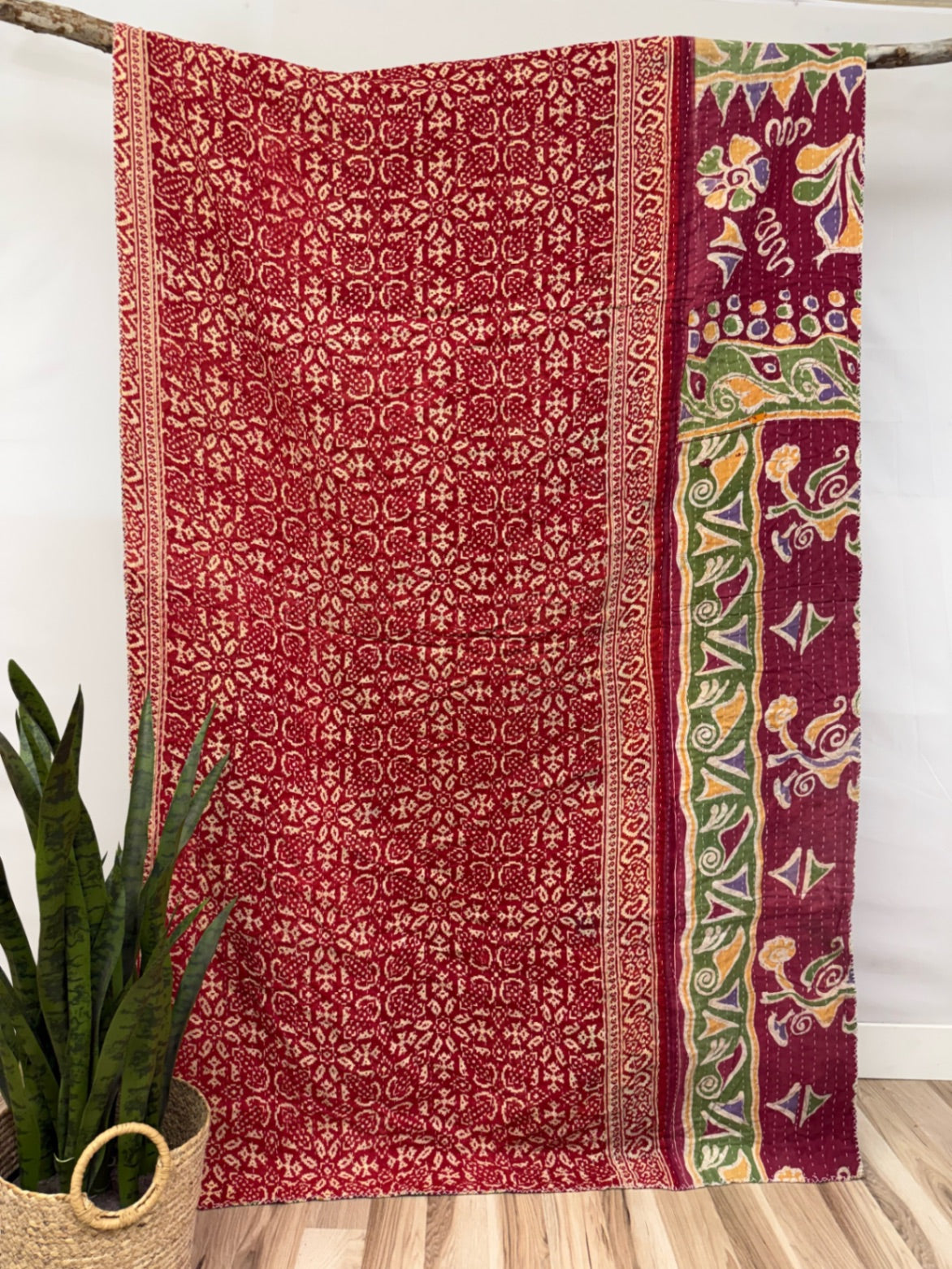 Vintage Cotton Kantha Quilt - Twin