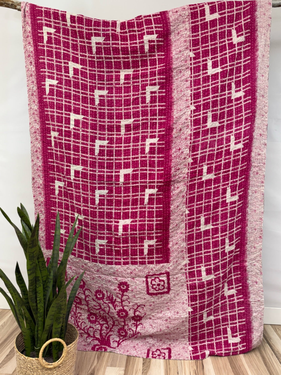 Vintage Cotton Kantha Quilt - Twin
