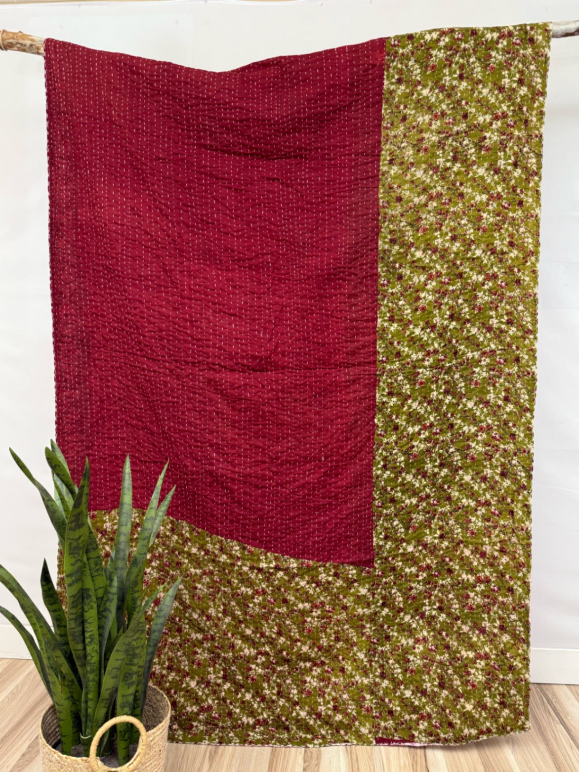 Vintage Cotton Kantha Quilt - Twin
