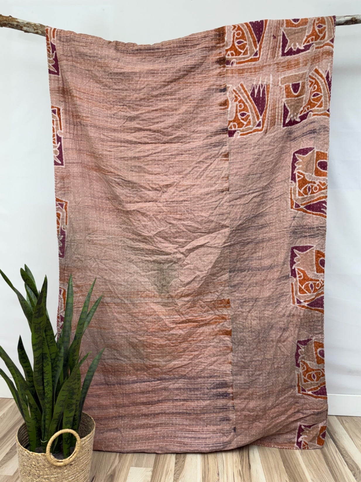 Vintage Cotton Kantha Quilt - Twin