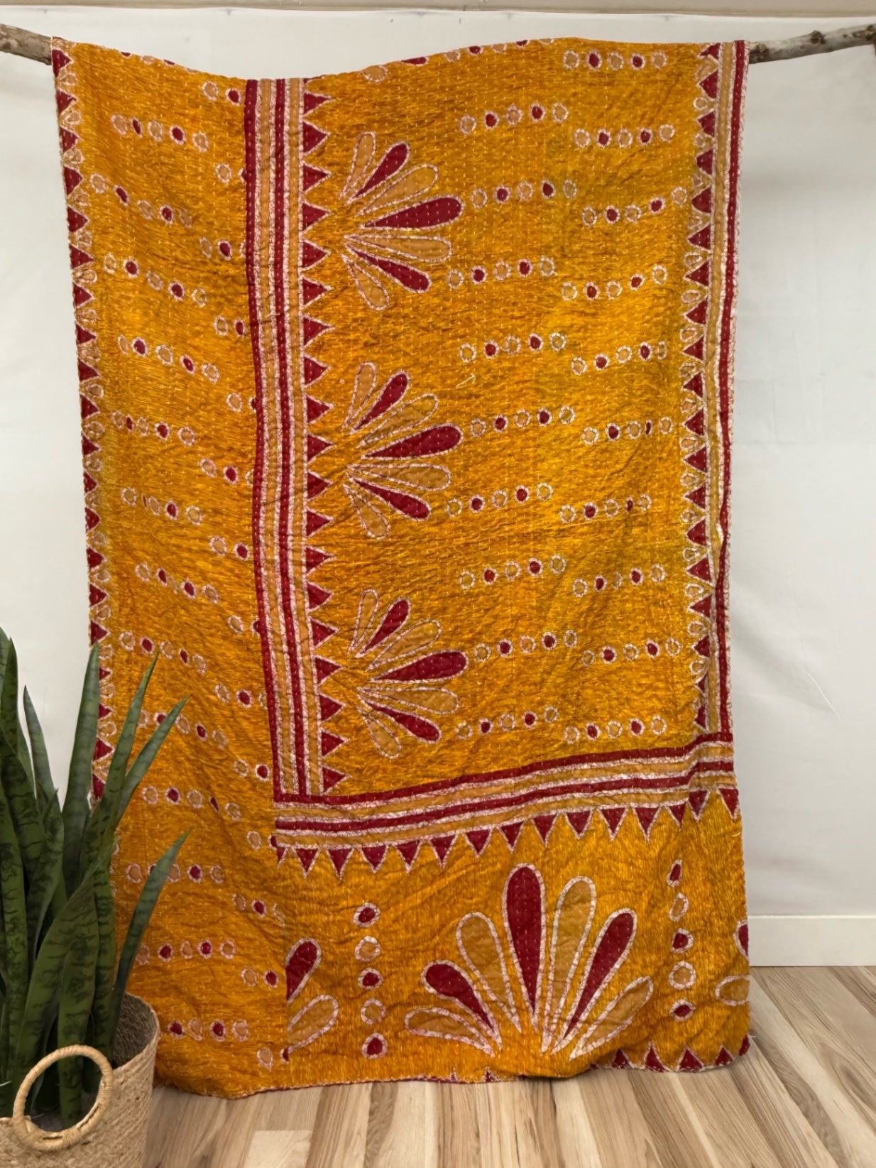 Vintage Cotton Kantha Quilt - Twin