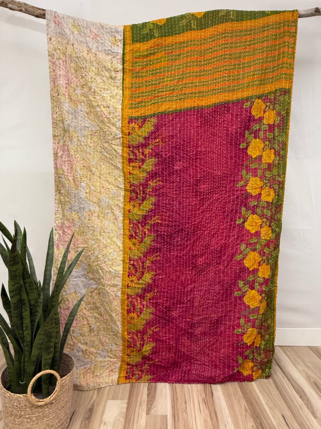 Vintage Cotton Kantha Quilt - Twin