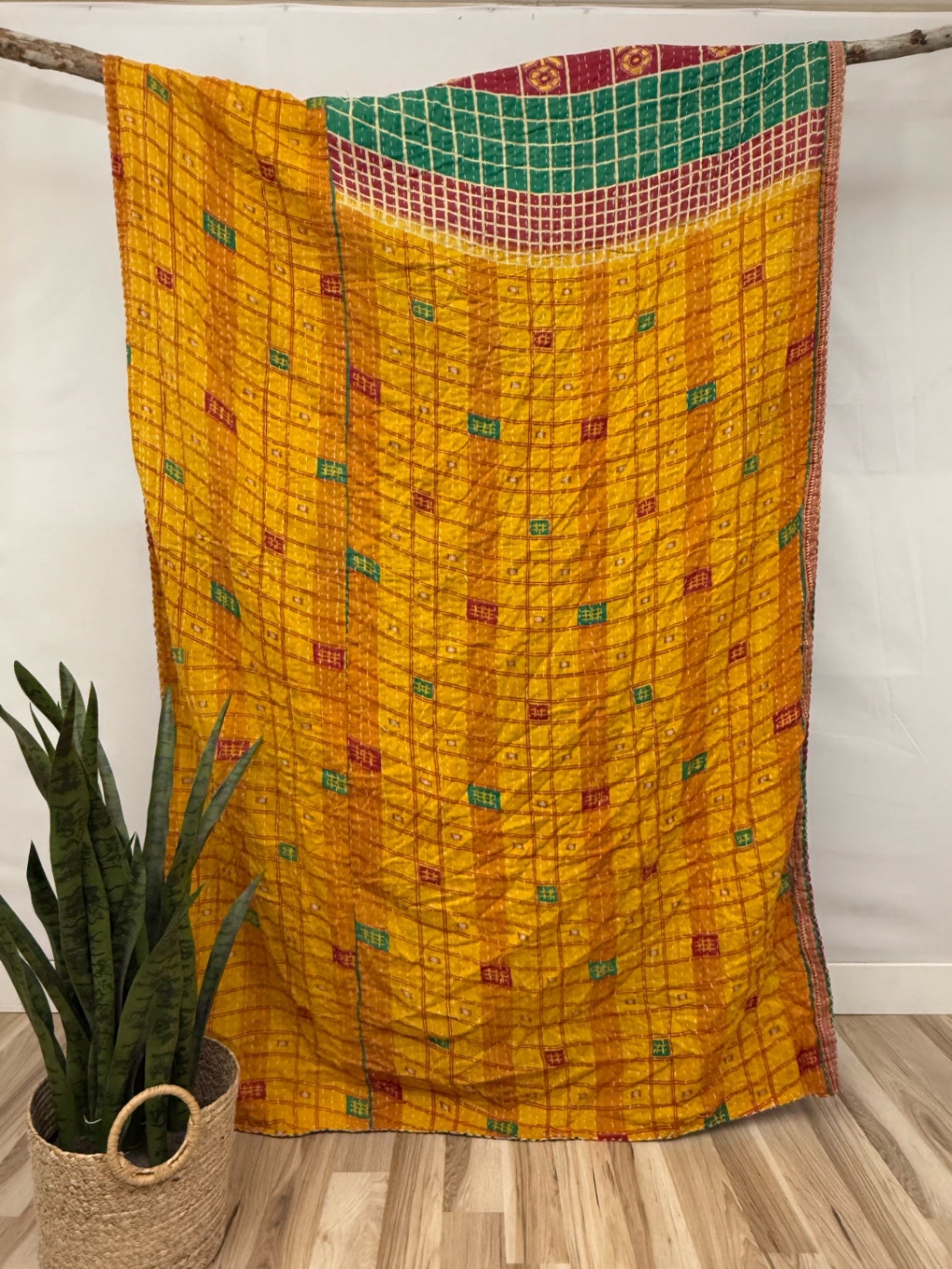 Vintage Cotton Kantha Quilt - Twin
