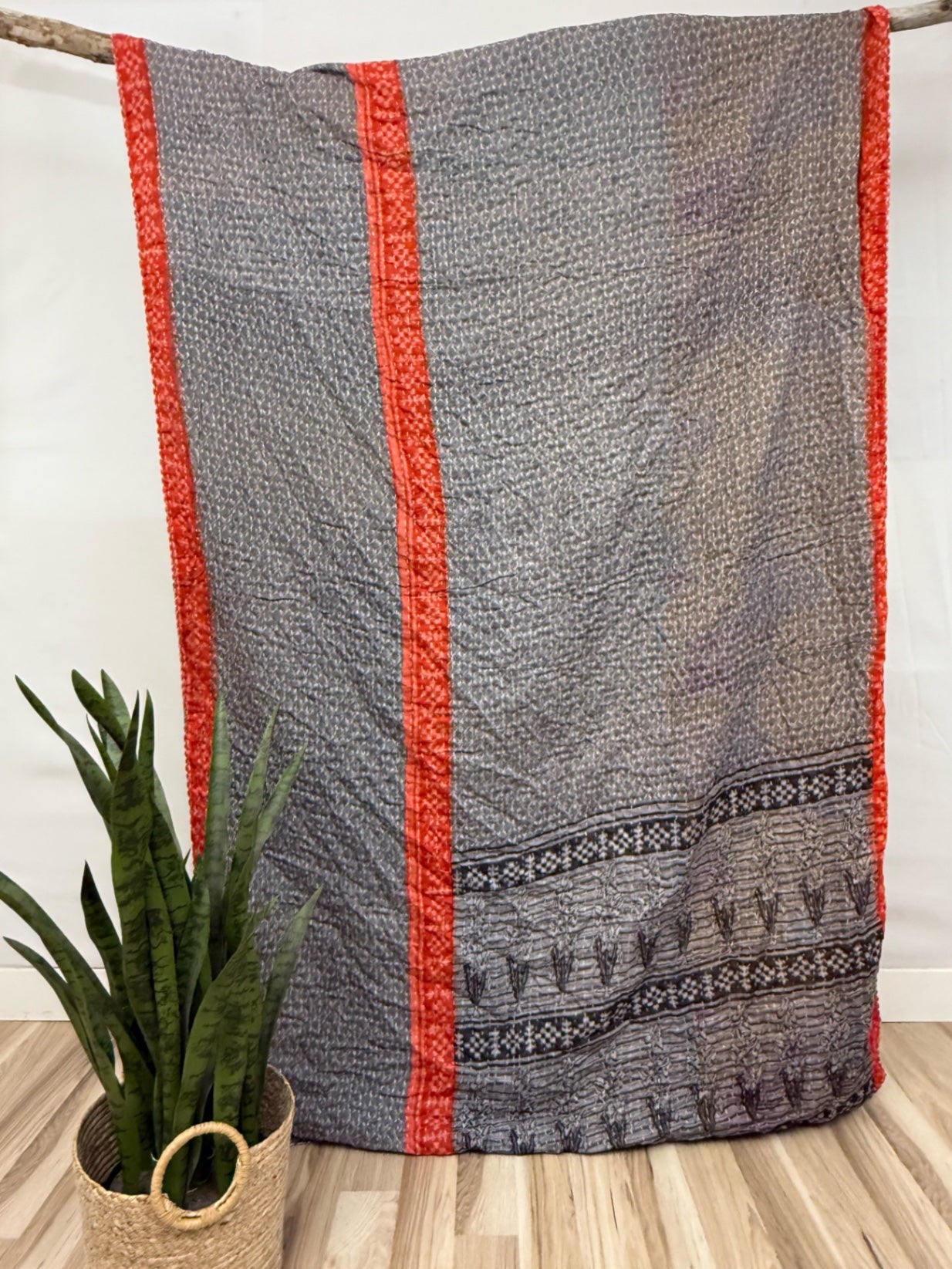 Vintage Cotton Kantha Quilt - Twin