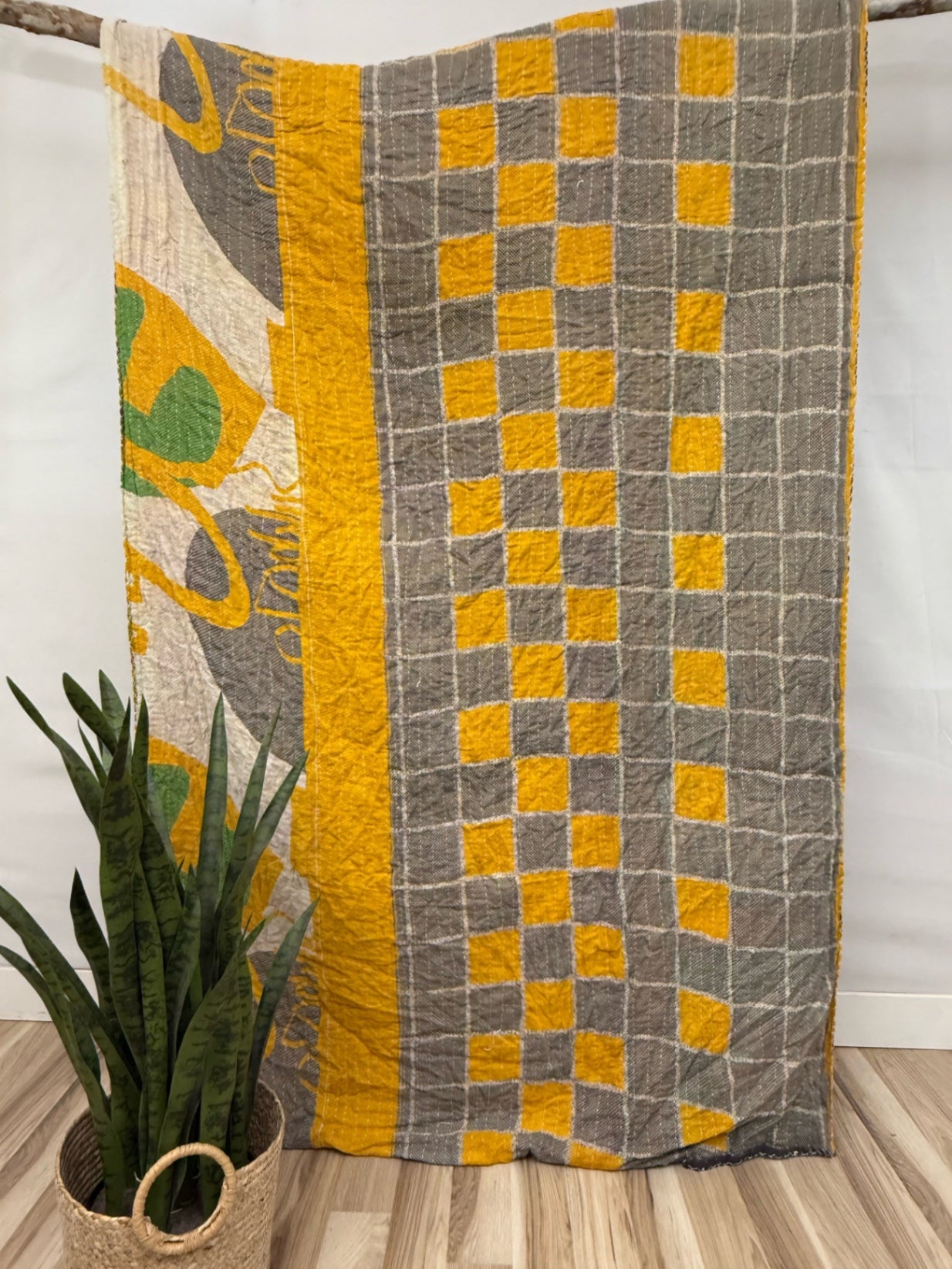 Vintage Cotton Kantha Quilt - Twin