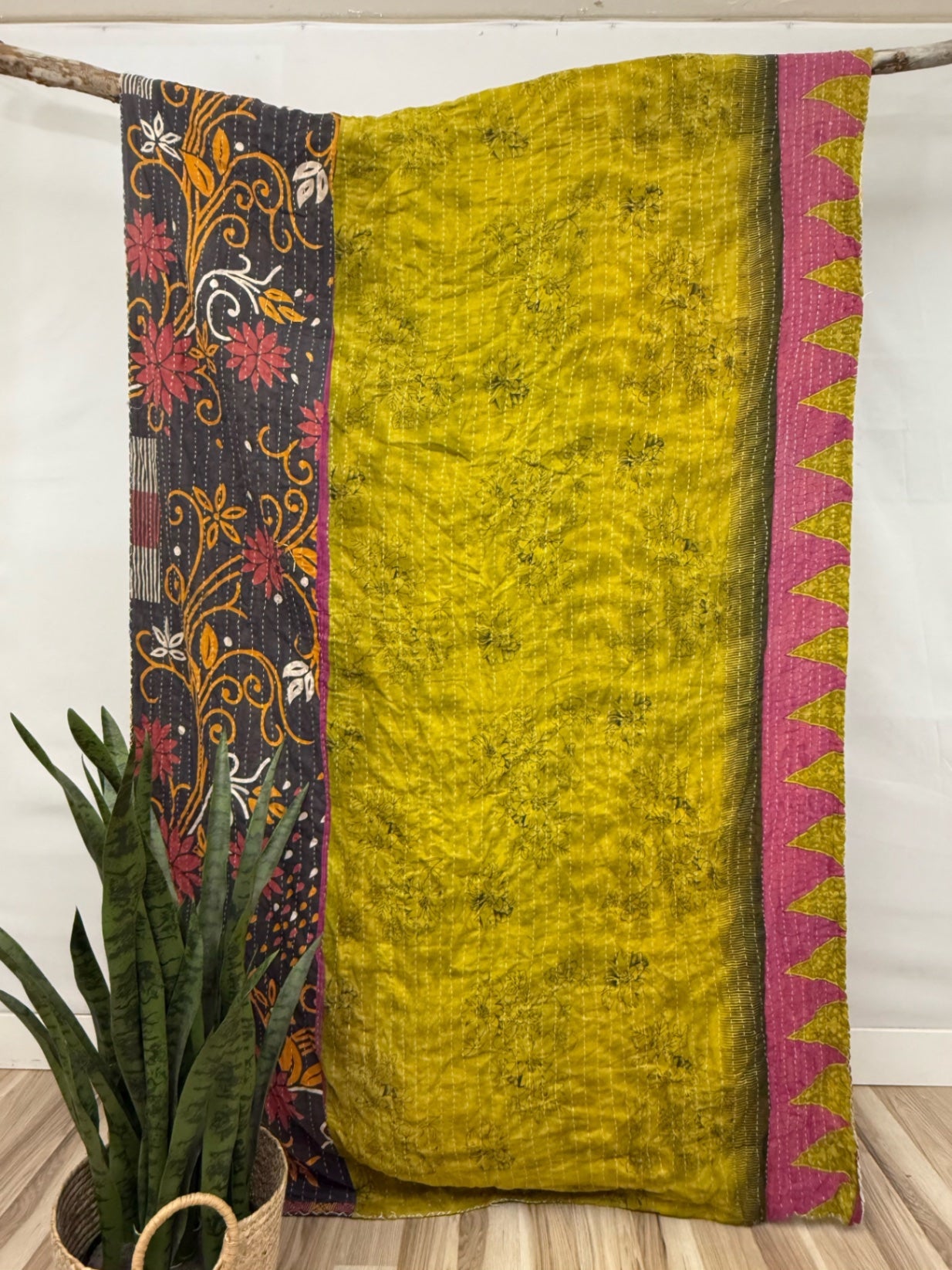 Vintage Cotton Kantha Quilt - Twin