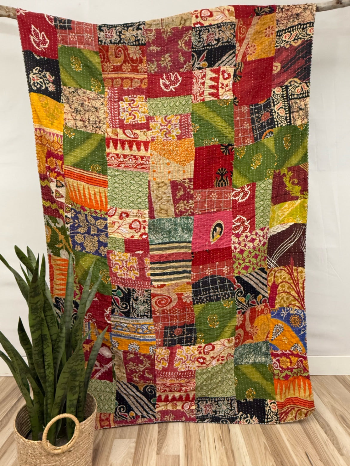 Patchwork Vintage Cotton Kantha Quilt - Twin
