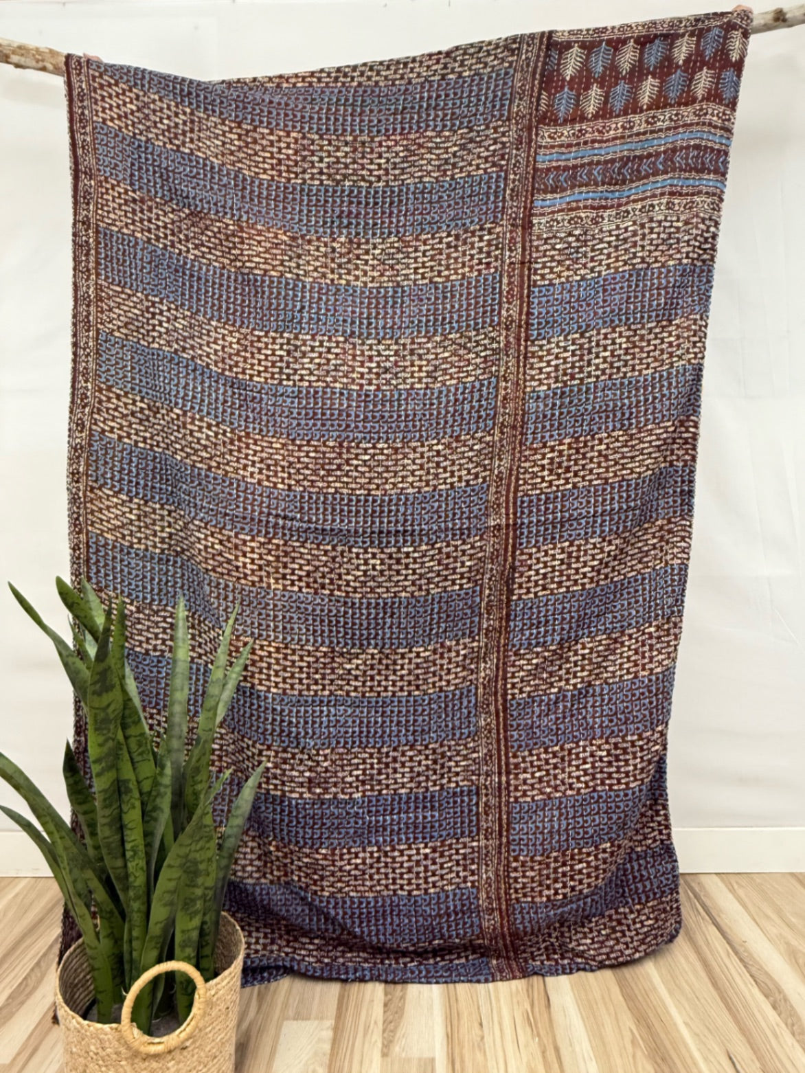 Patchwork Vintage Cotton Kantha Quilt - Twin