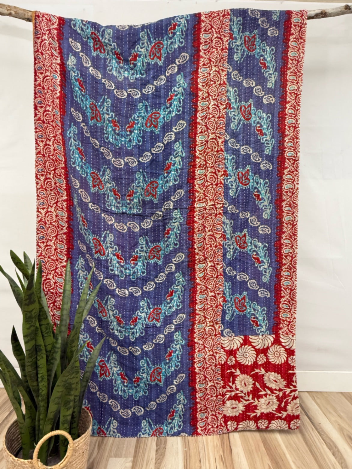 Vintage Cotton Kantha Quilt - Twin