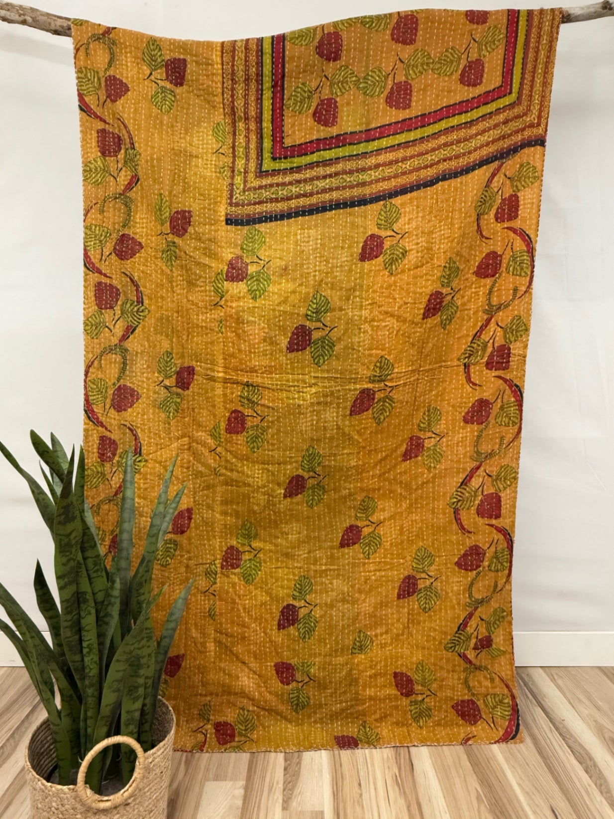 Vintage Cotton Kantha Quilt - Twin